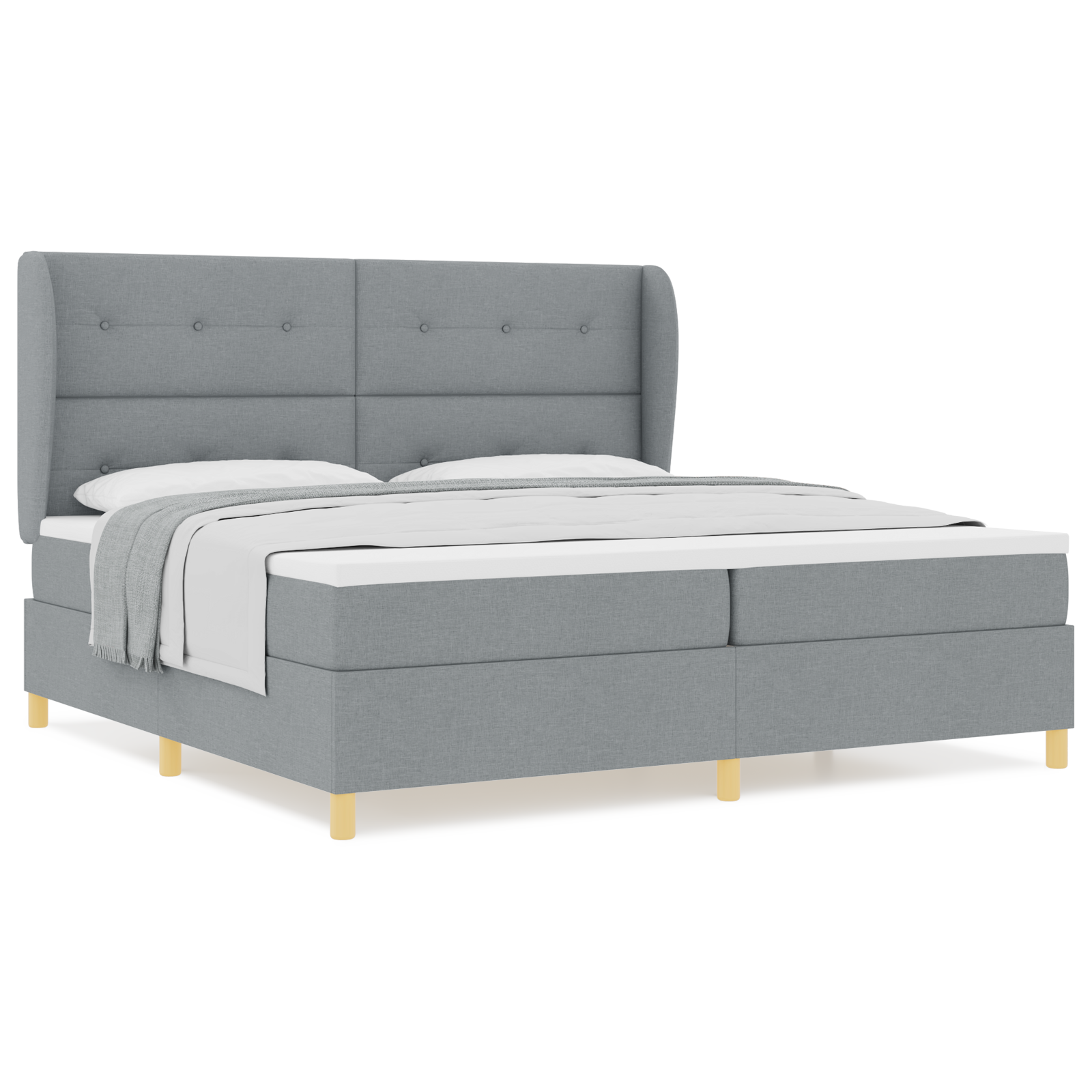 vidaXL Pat cu saltea cu arcuri Gri închis 90x190 cm Gri deschis vidaXL Pat cu saltea cu arcuri Gri închis 90x190 cm Gri deschis