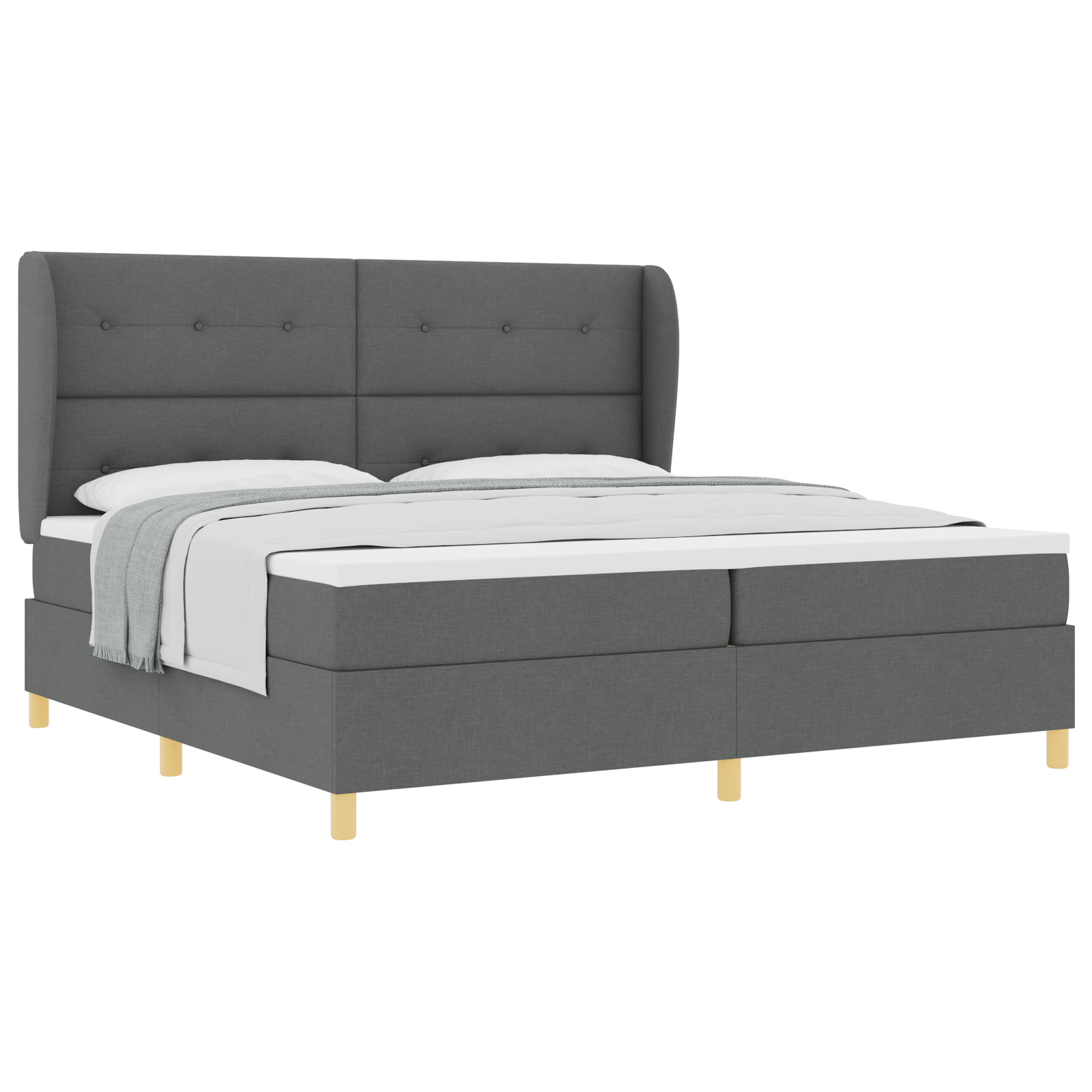 vidaXL Pat cu saltea cu arcuri Gri închis 90x190 cm Gri închis vidaXL Pat cu saltea cu arcuri Gri închis 90x190 cm Gri închis