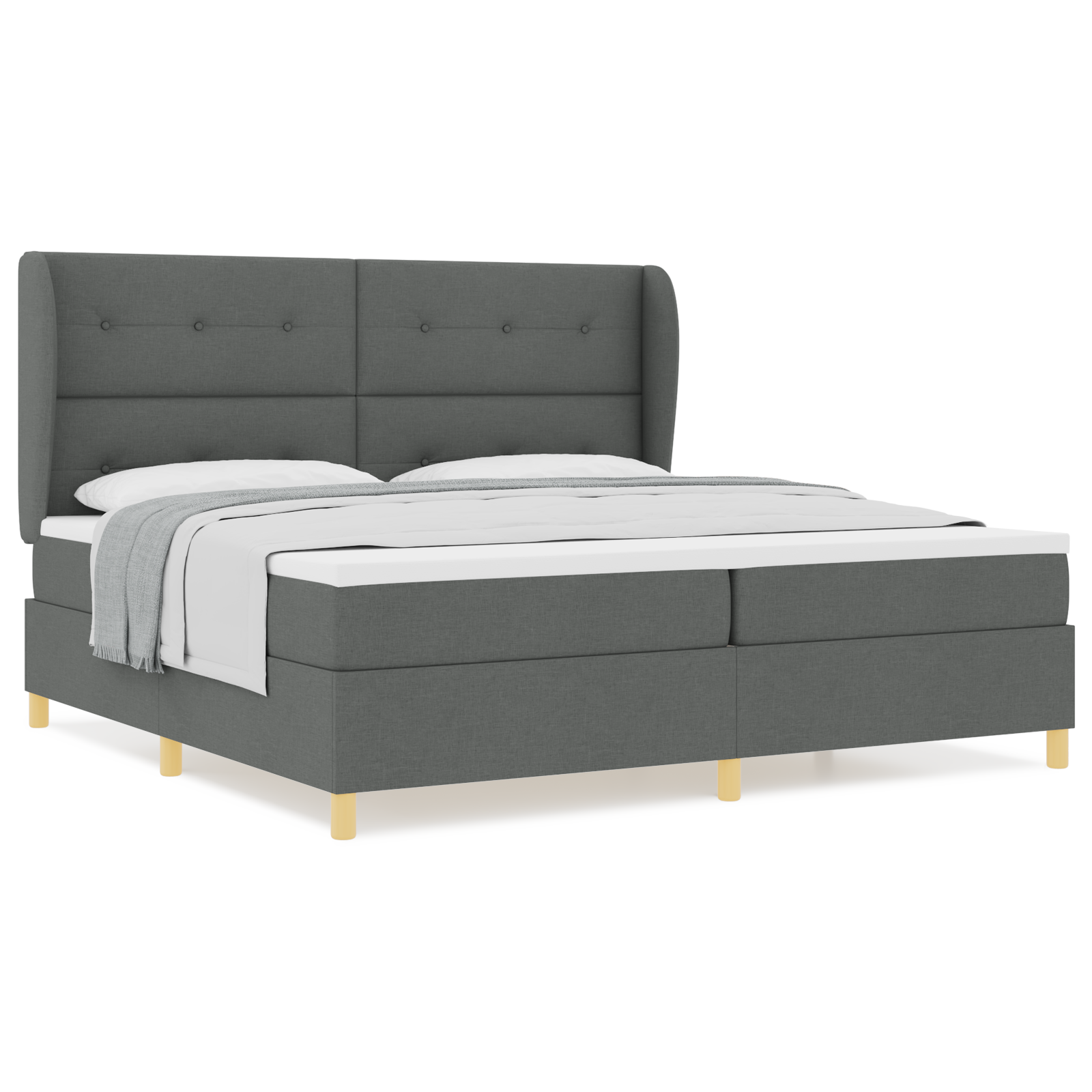 vidaXL Pat cu saltea cu arcuri Gri închis 90x190 cm Gri închis vidaXL Pat cu saltea cu arcuri Gri închis 90x190 cm Gri închis