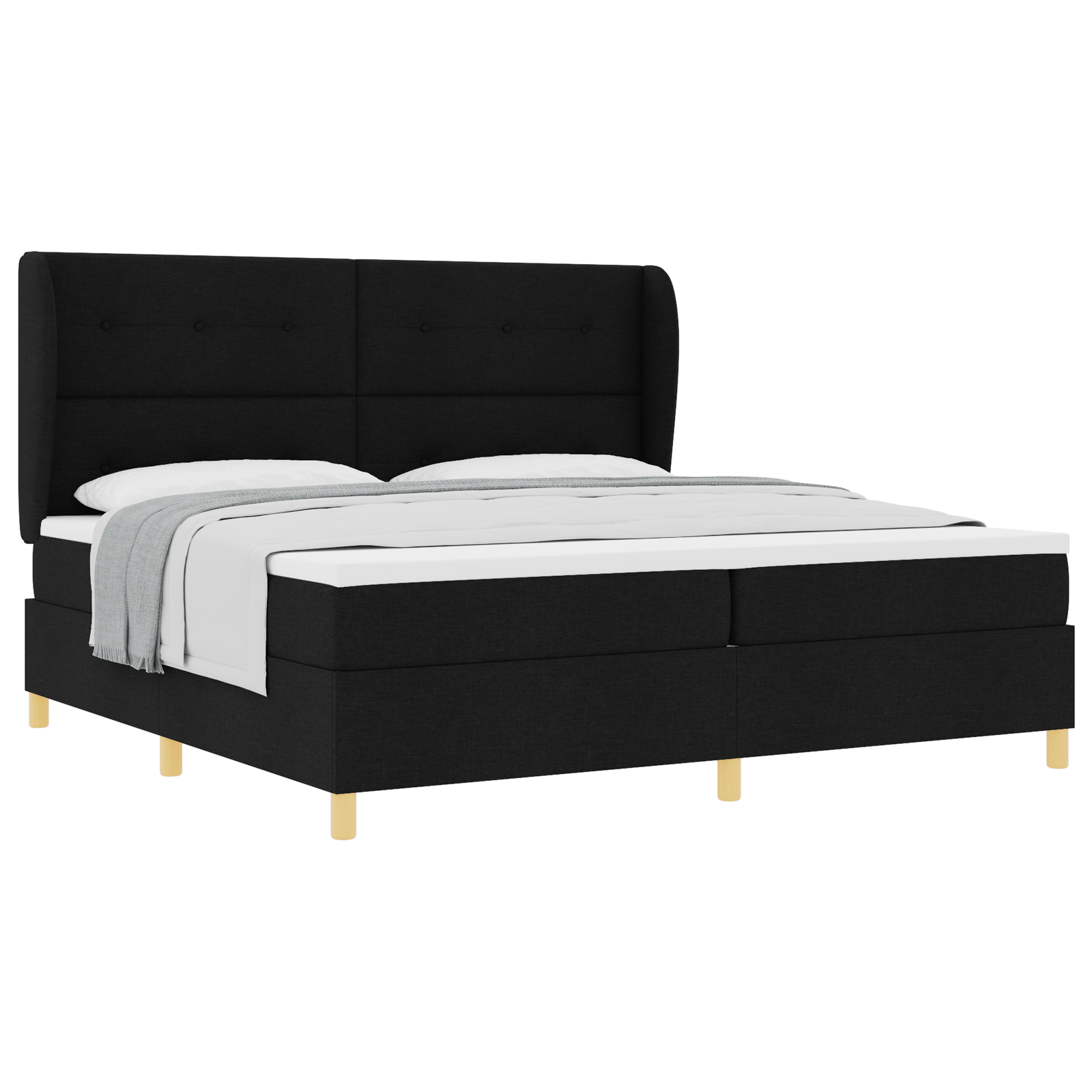vidaXL Pat cu saltea cu arcuri Gri închis 90x190 cm Negru 200 x 200 cm vidaXL Pat cu saltea cu arcuri Gri închis 90x190 cm Negru 200 x 200 cm