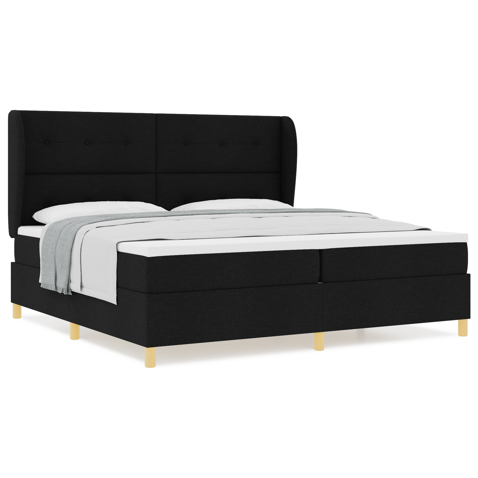 vidaXL Pat cu saltea cu arcuri Gri închis 90x190 cm Negru 200 x 200 cm vidaXL Pat cu saltea cu arcuri Gri închis 90x190 cm Negru 200 x 200 cm