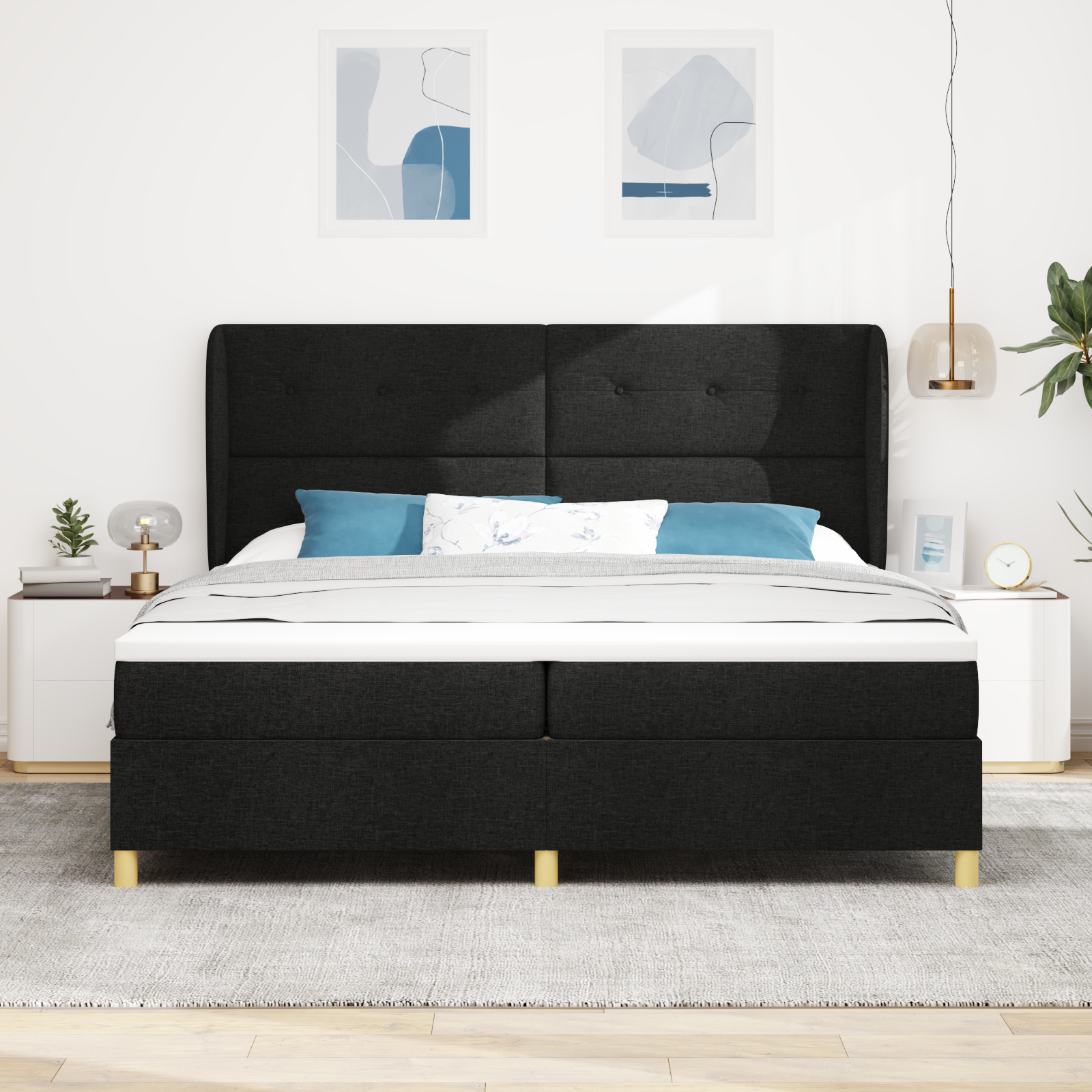 vidaXL Pat cu saltea cu arcuri Gri închis 90x190 cm Negru 200 x 200 cm vidaXL Pat cu saltea cu arcuri Gri închis 90x190 cm Negru 200 x 200 cm