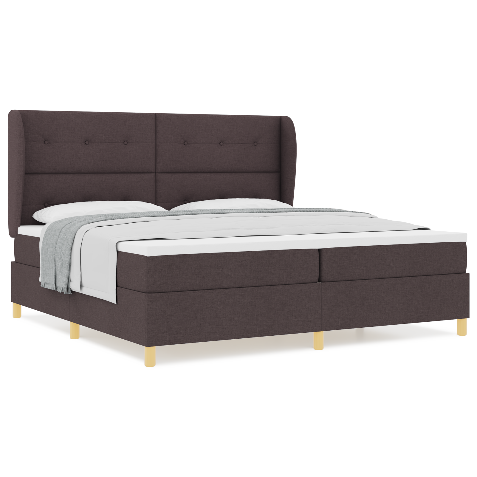 vidaXL Pat cu saltea cu arcuri Gri închis 90x190 cm Maro închis vidaXL Pat cu saltea cu arcuri Gri închis 90x190 cm Maro închis