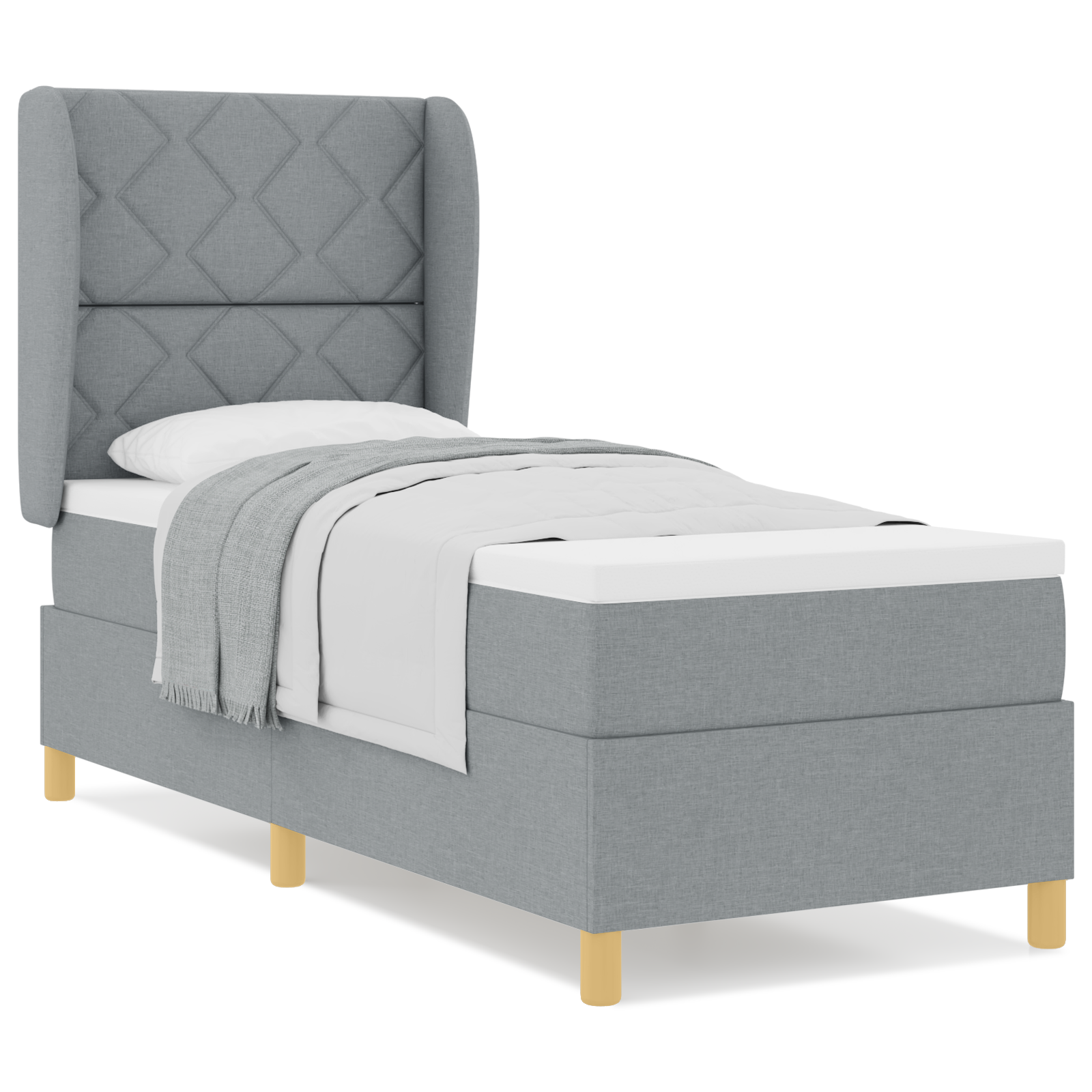 vidaXL Pat cu saltea cu arcuri Gri închis 90x190 cm Gri deschis vidaXL Pat cu saltea cu arcuri Gri închis 90x190 cm Gri deschis