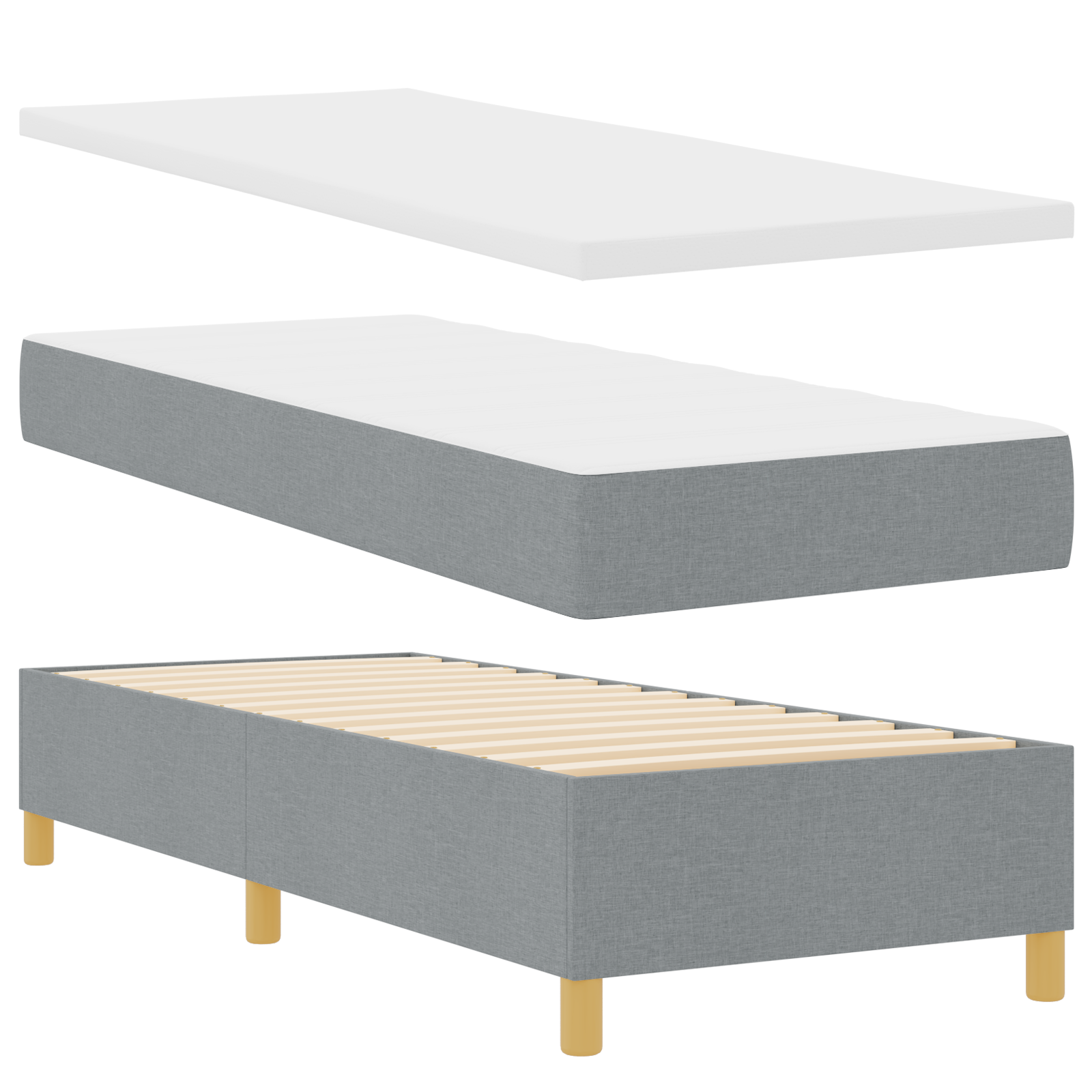 vidaXL Pat cu saltea cu arcuri Gri închis 90x190 cm Gri deschis vidaXL Pat cu saltea cu arcuri Gri închis 90x190 cm Gri deschis