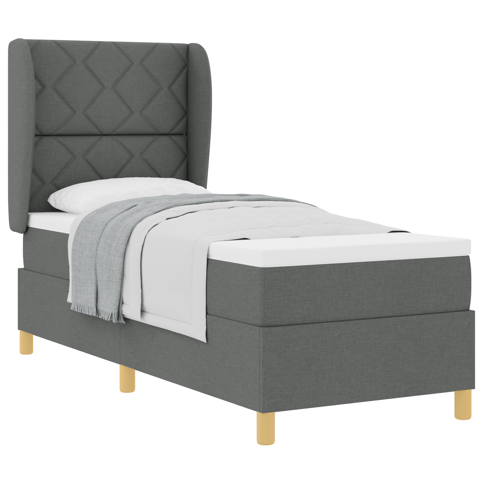 vidaXL Pat cu saltea cu arcuri Gri închis 90x190 cm Gri închis vidaXL Pat cu saltea cu arcuri Gri închis 90x190 cm Gri închis