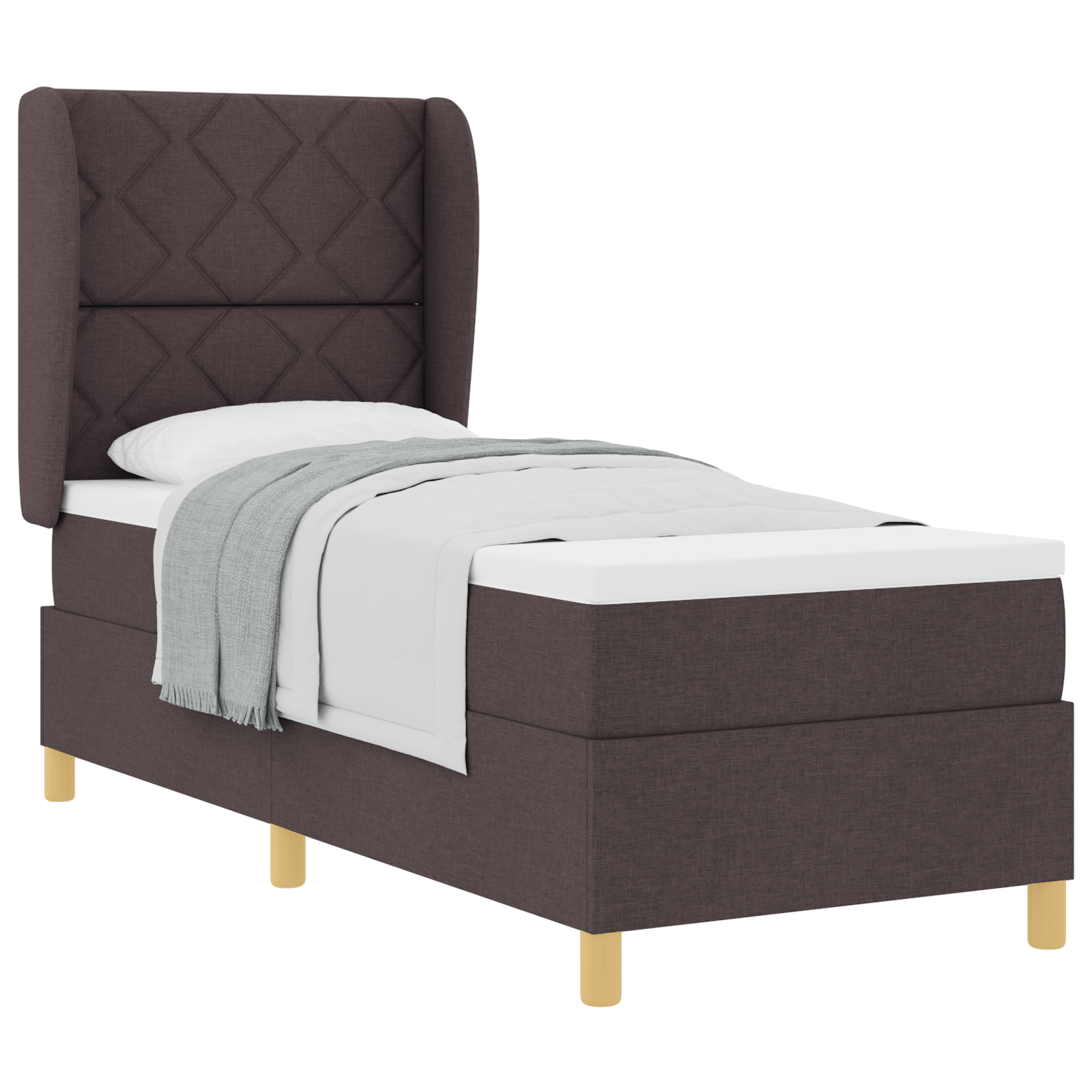 vidaXL Pat cu saltea cu arcuri Gri închis 90x190 cm Maro închis vidaXL Pat cu saltea cu arcuri Gri închis 90x190 cm Maro închis