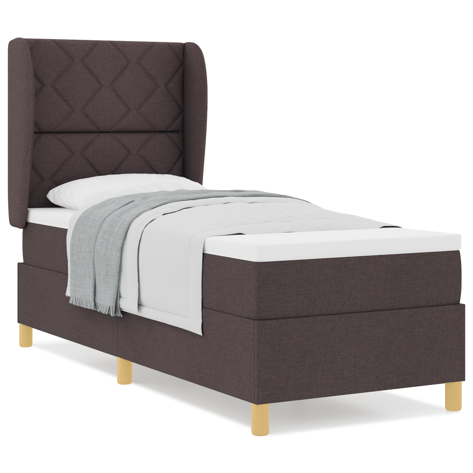 vidaXL Pat cu saltea cu arcuri Gri închis 90x190 cm Maro închis vidaXL Pat cu saltea cu arcuri Gri închis 90x190 cm Maro închis