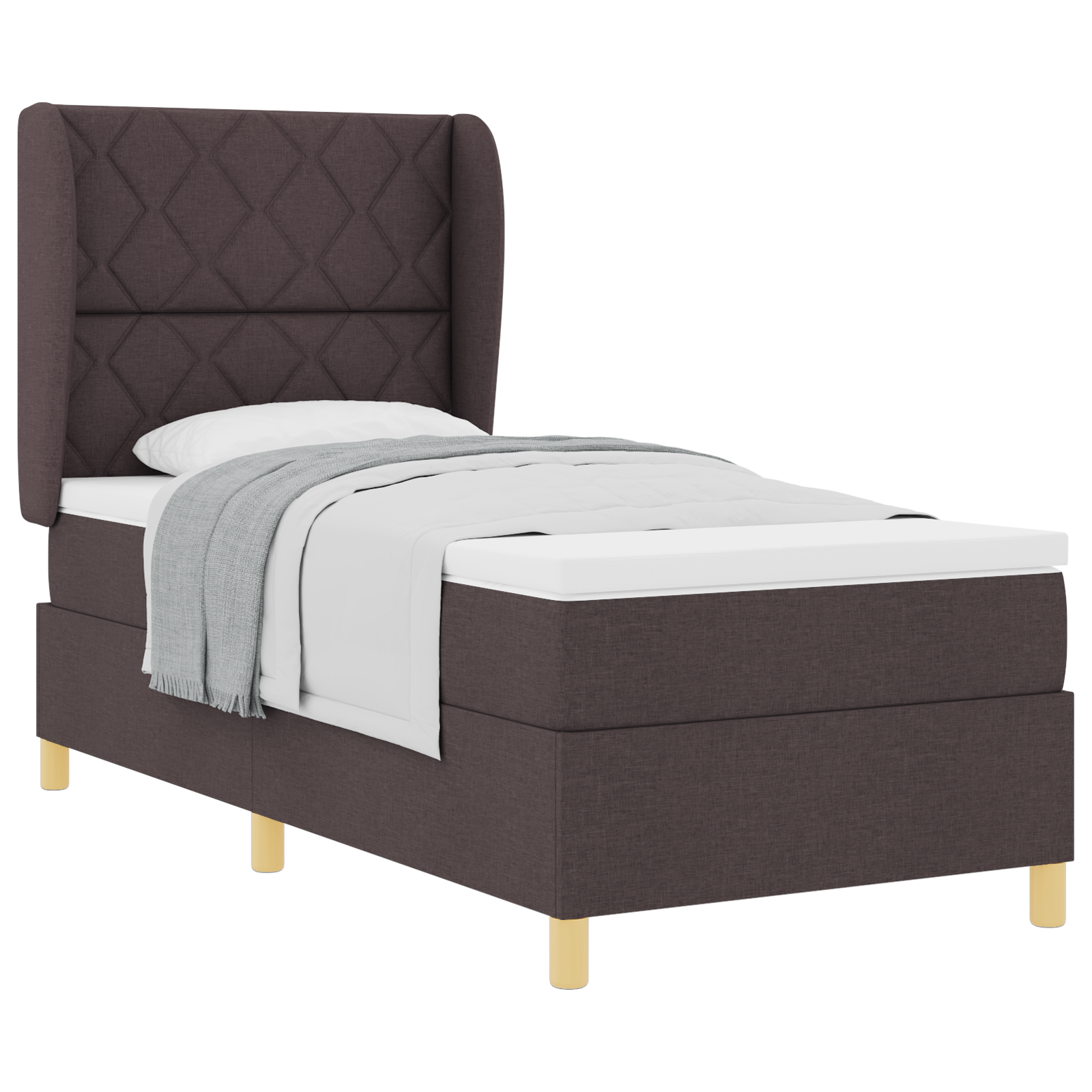 vidaXL Pat cu saltea cu arcuri Gri închis 90x190 cm Maro închis vidaXL Pat cu saltea cu arcuri Gri închis 90x190 cm Maro închis