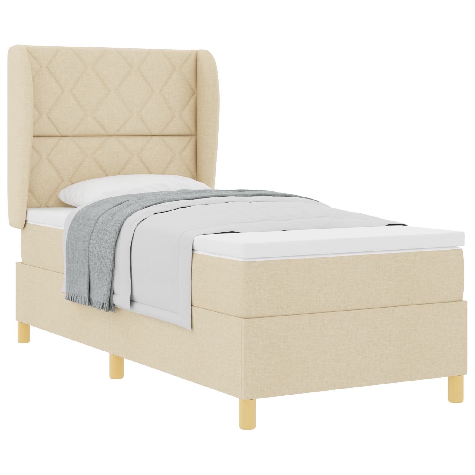 vidaXL Pat cu saltea cu arcuri Gri închis 90x190 cm Crem 90 x 200 cm vidaXL Pat cu saltea cu arcuri Gri închis 90x190 cm Crem 90 x 200 cm