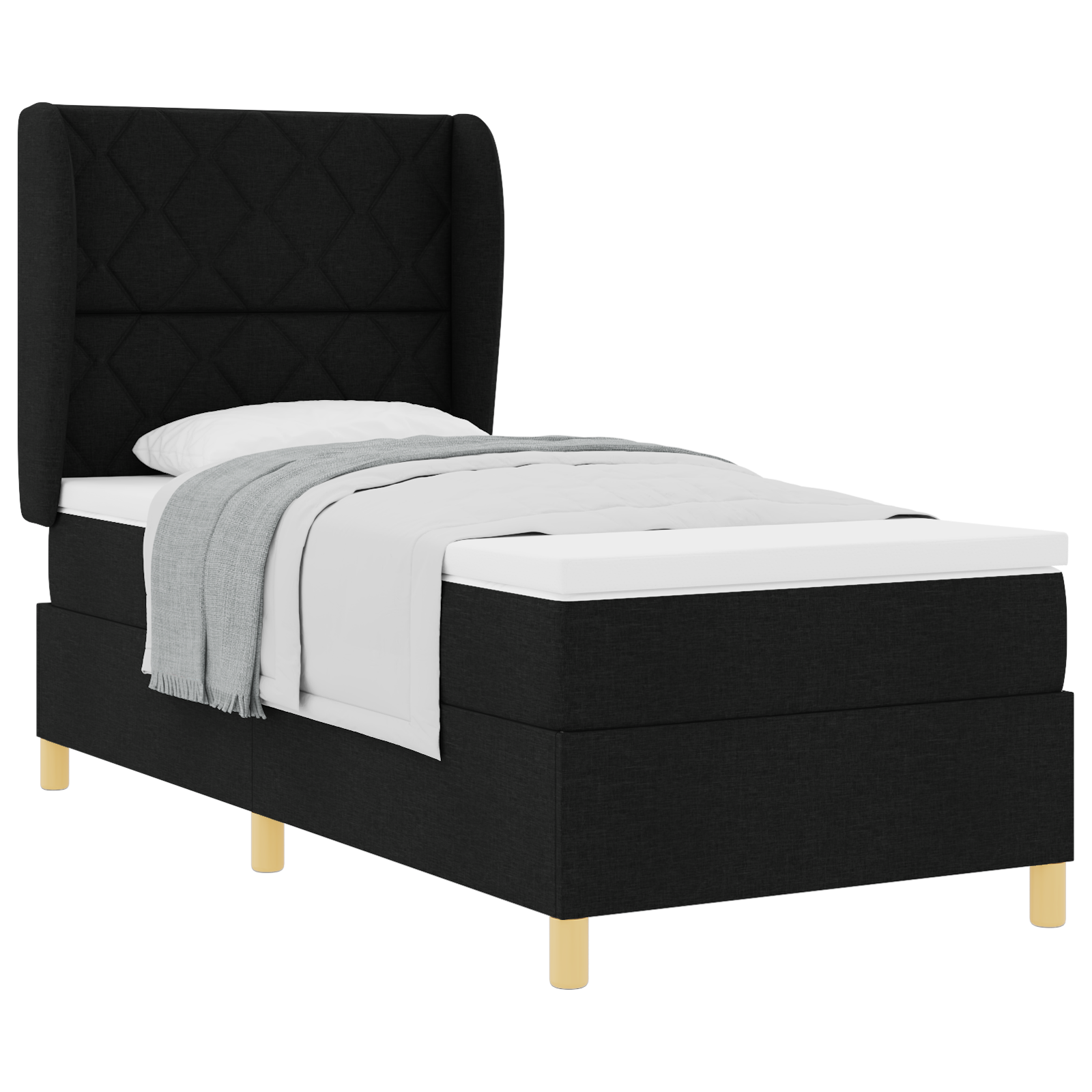 vidaXL Pat cu saltea cu arcuri Gri închis 90x190 cm Negru 100 x 200 cm vidaXL Pat cu saltea cu arcuri Gri închis 90x190 cm Negru 100 x 200 cm