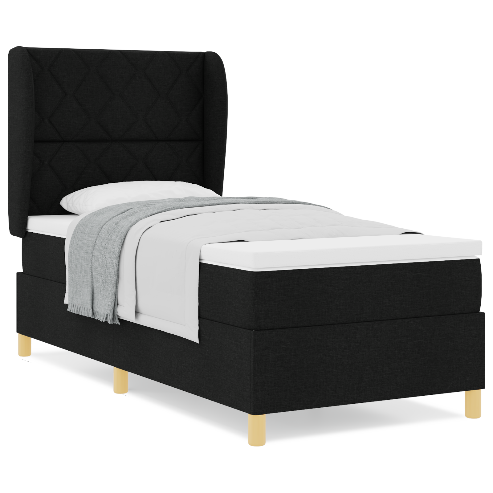 vidaXL Pat cu saltea cu arcuri Gri închis 90x190 cm Negru 100 x 200 cm vidaXL Pat cu saltea cu arcuri Gri închis 90x190 cm Negru 100 x 200 cm