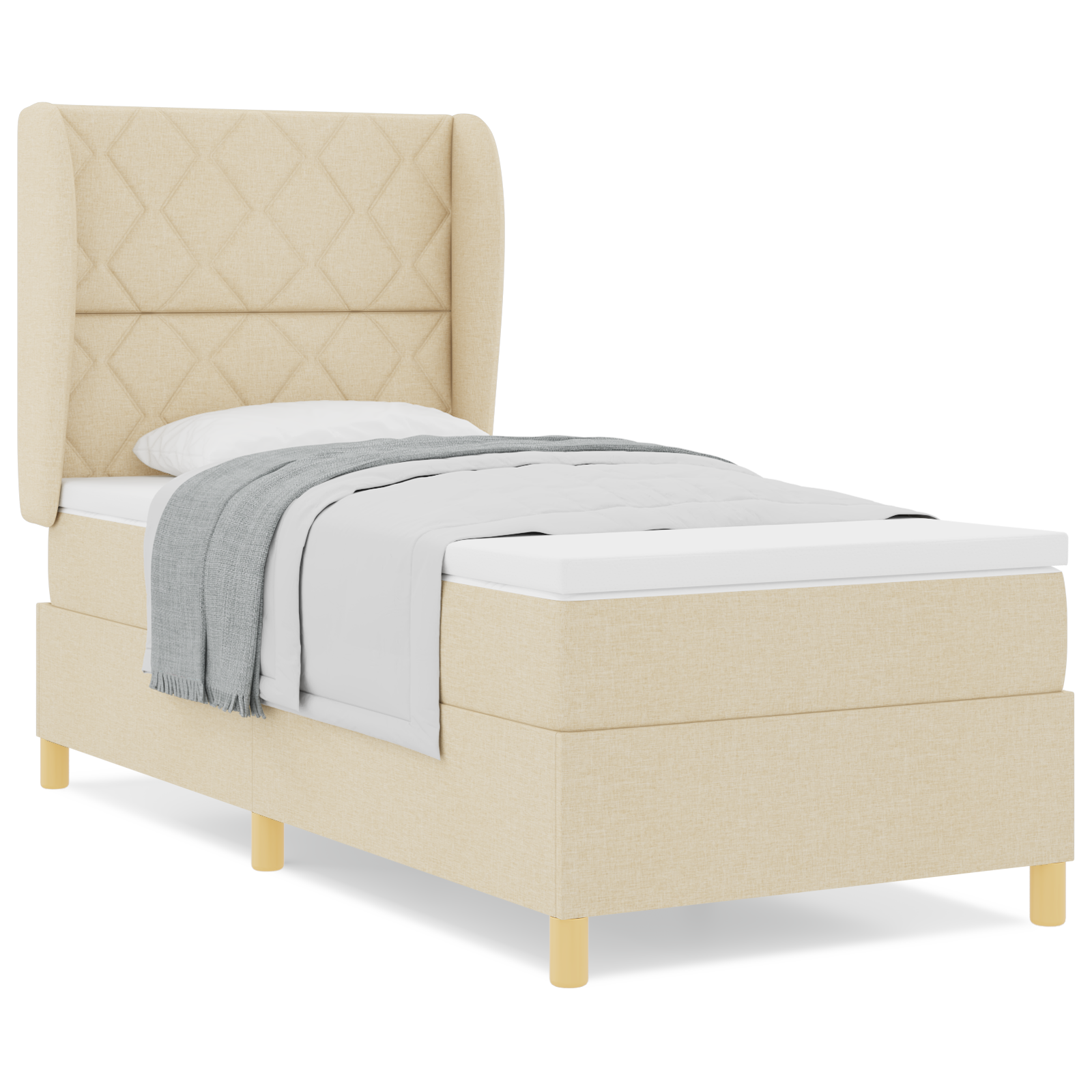 vidaXL Pat cu saltea cu arcuri Gri închis 90x190 cm Crem 100 x 200 cm vidaXL Pat cu saltea cu arcuri Gri închis 90x190 cm Crem 100 x 200 cm
