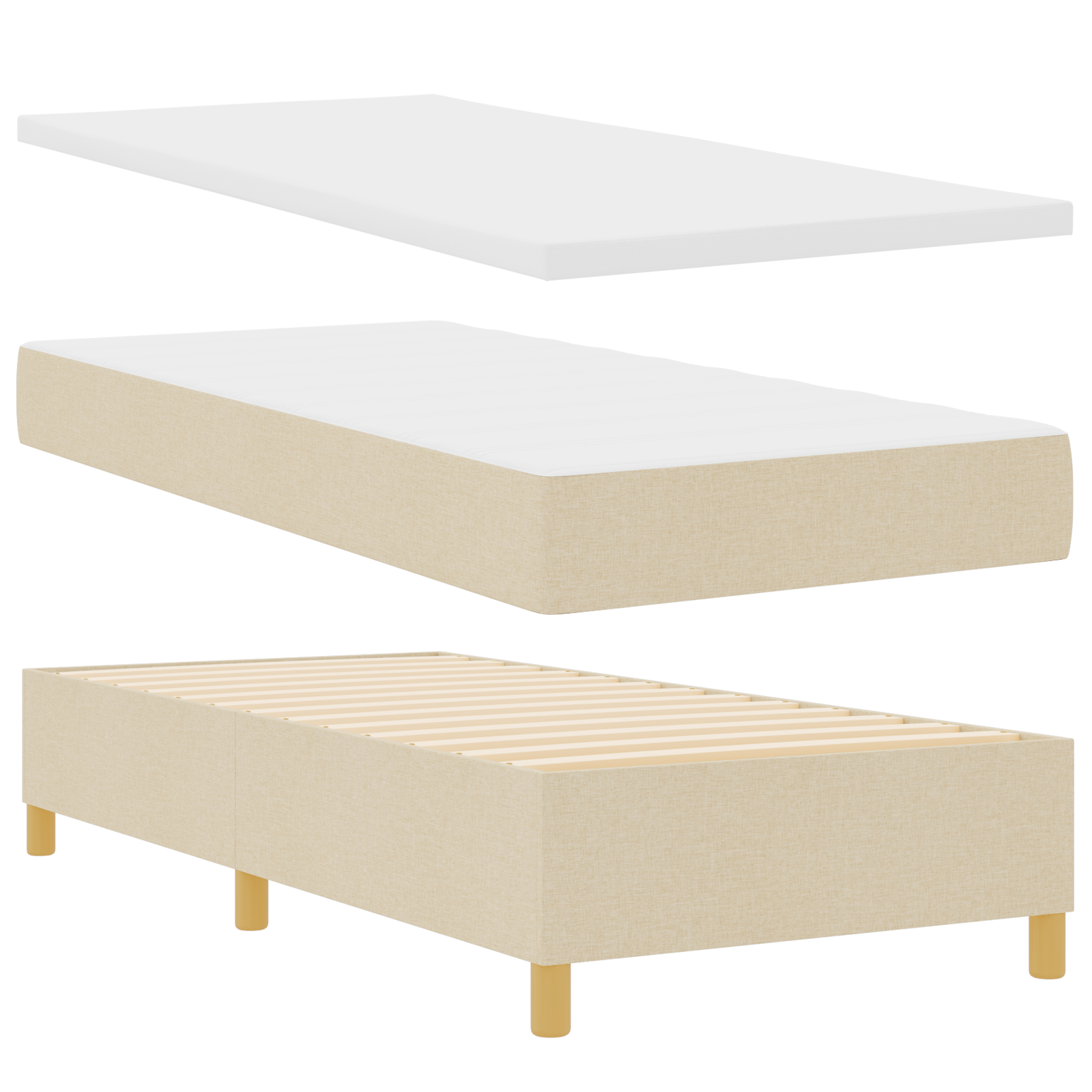 vidaXL Pat cu saltea cu arcuri Gri închis 90x190 cm Crem 100 x 200 cm vidaXL Pat cu saltea cu arcuri Gri închis 90x190 cm Crem 100 x 200 cm