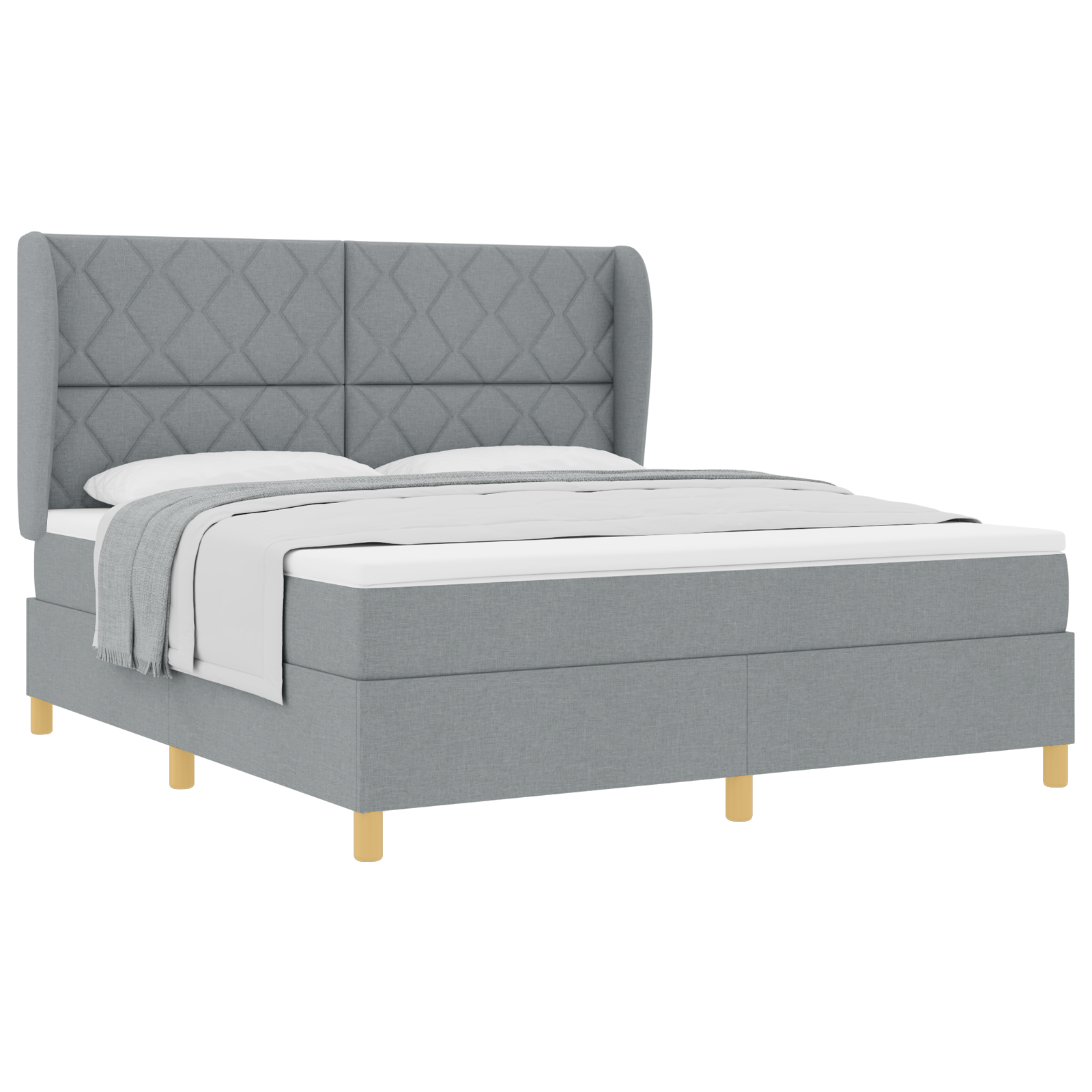 vidaXL Pat cu saltea cu arcuri Gri închis 90x190 cm Gri deschis vidaXL Pat cu saltea cu arcuri Gri închis 90x190 cm Gri deschis
