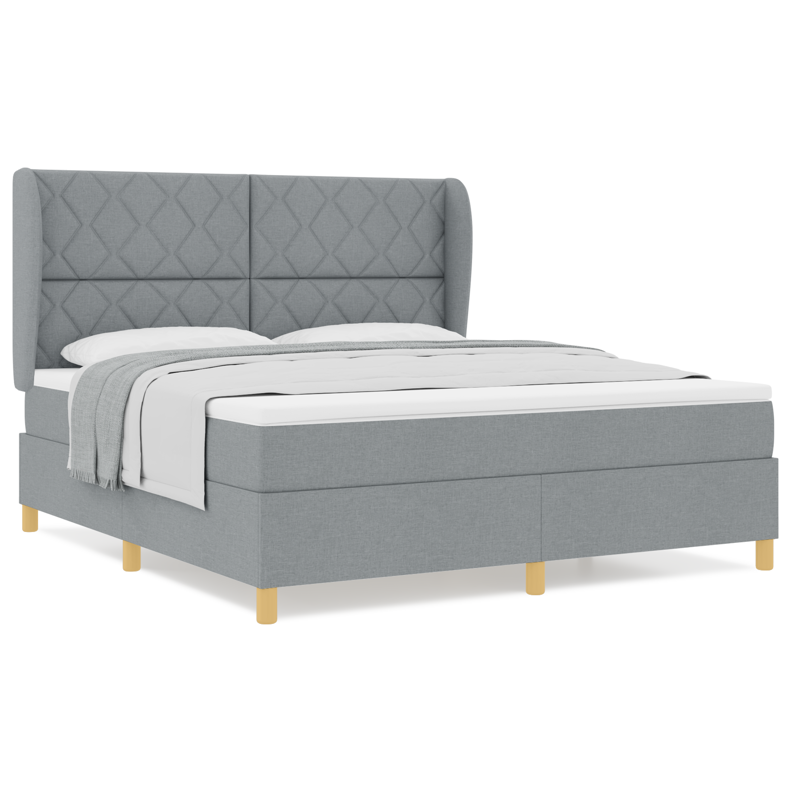 vidaXL Pat cu saltea cu arcuri Gri închis 90x190 cm Gri deschis vidaXL Pat cu saltea cu arcuri Gri închis 90x190 cm Gri deschis