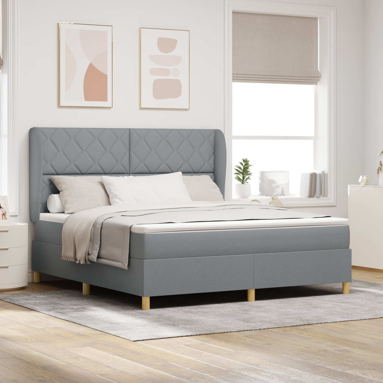 vidaXL Pat cu saltea cu arcuri Gri închis 90x190 cm Gri deschis vidaXL Pat cu saltea cu arcuri Gri închis 90x190 cm Gri deschis