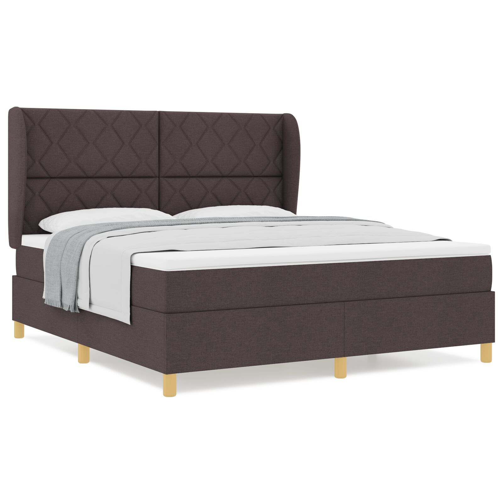 vidaXL Pat cu saltea cu arcuri Gri închis 90x190 cm Maro închis