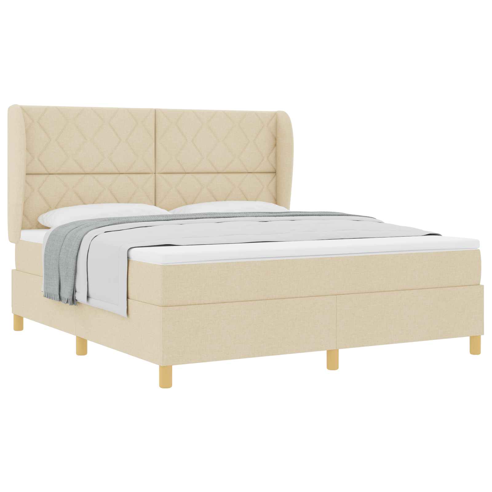 vidaXL Pat cu saltea cu arcuri Gri închis 90x190 cm Crem 180 x 200 cm vidaXL Pat cu saltea cu arcuri Gri închis 90x190 cm Crem 180 x 200 cm
