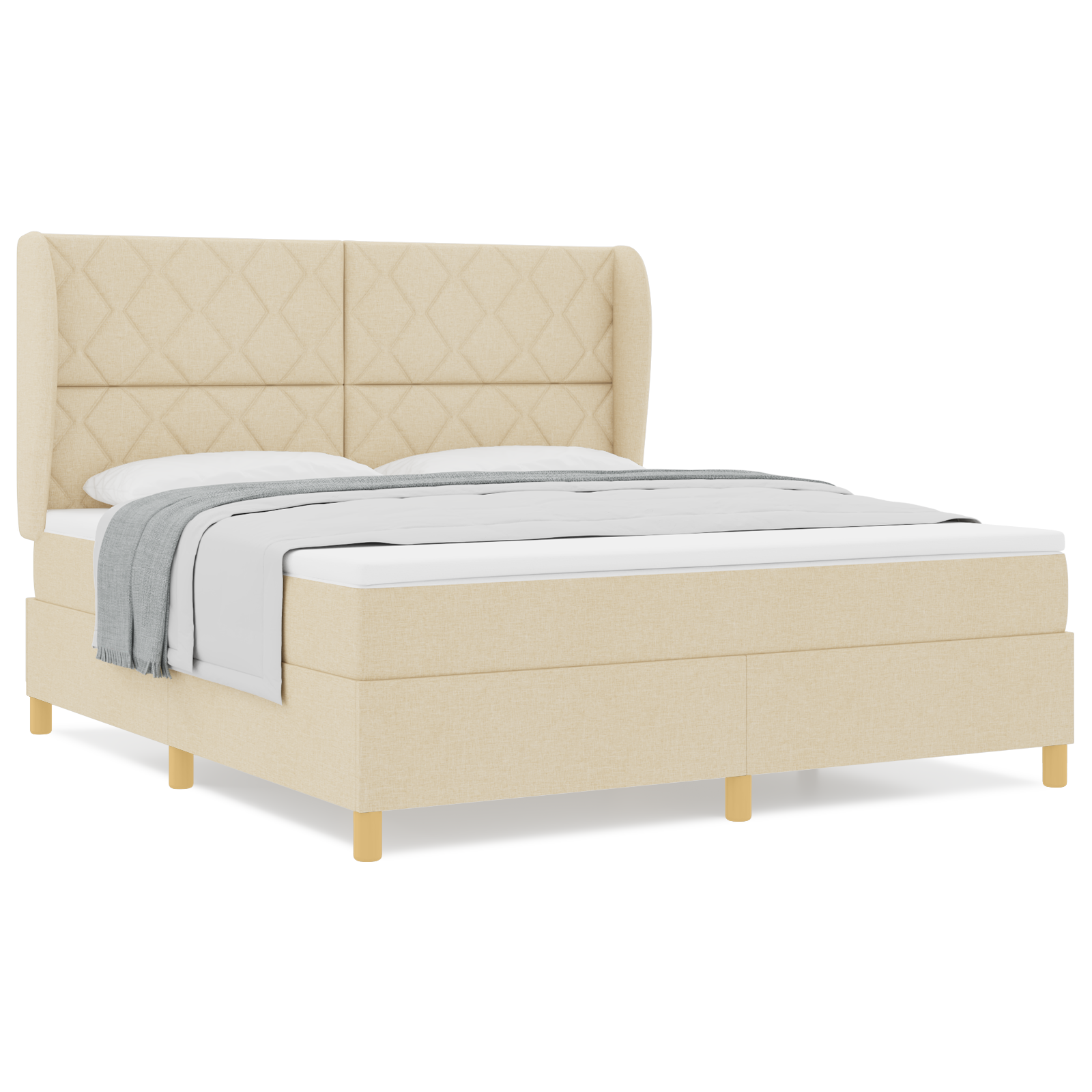 vidaXL Pat cu saltea cu arcuri Gri închis 90x190 cm Crem 180 x 200 cm vidaXL Pat cu saltea cu arcuri Gri închis 90x190 cm Crem 180 x 200 cm