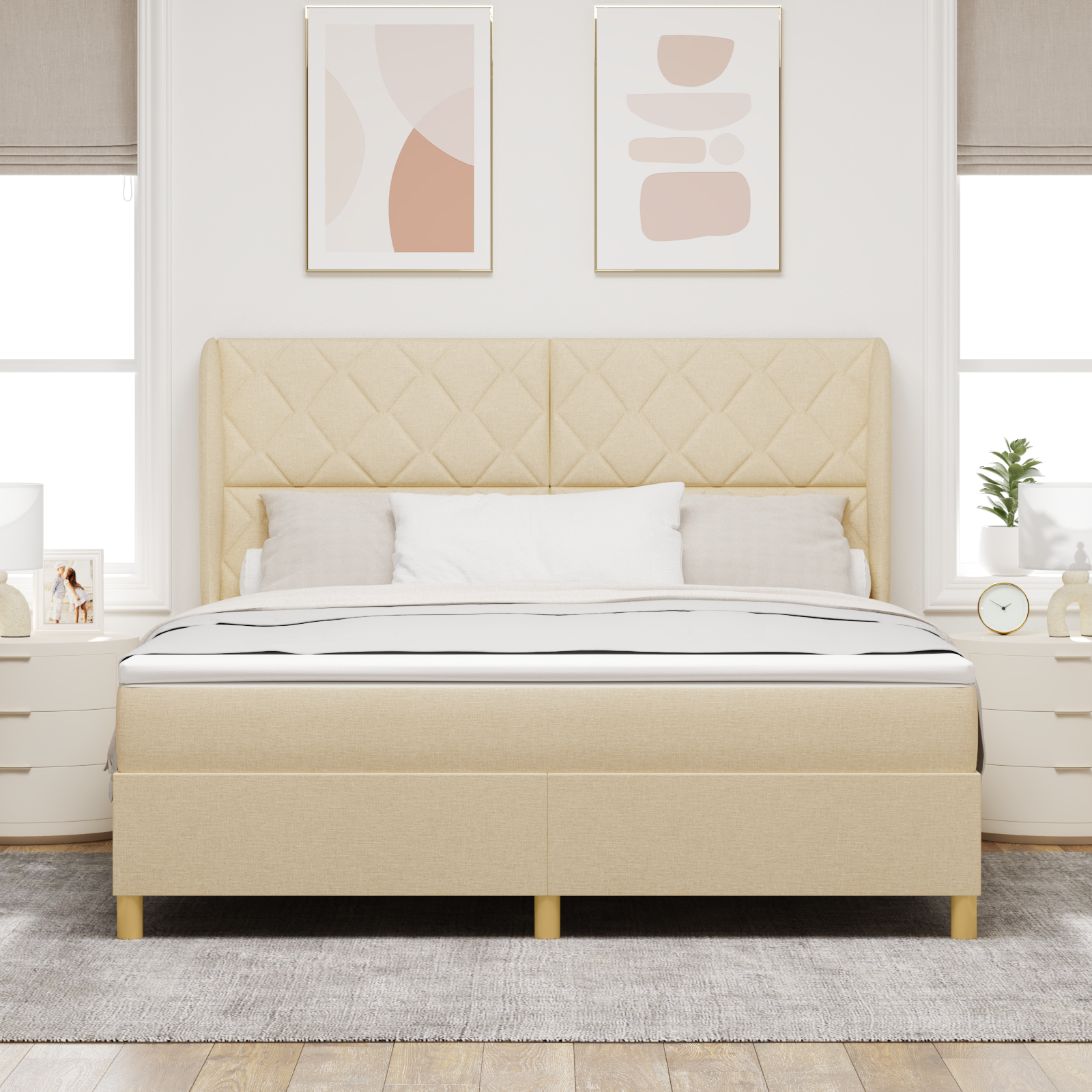 vidaXL Pat cu saltea cu arcuri Gri închis 90x190 cm Crem 180 x 200 cm vidaXL Pat cu saltea cu arcuri Gri închis 90x190 cm Crem 180 x 200 cm