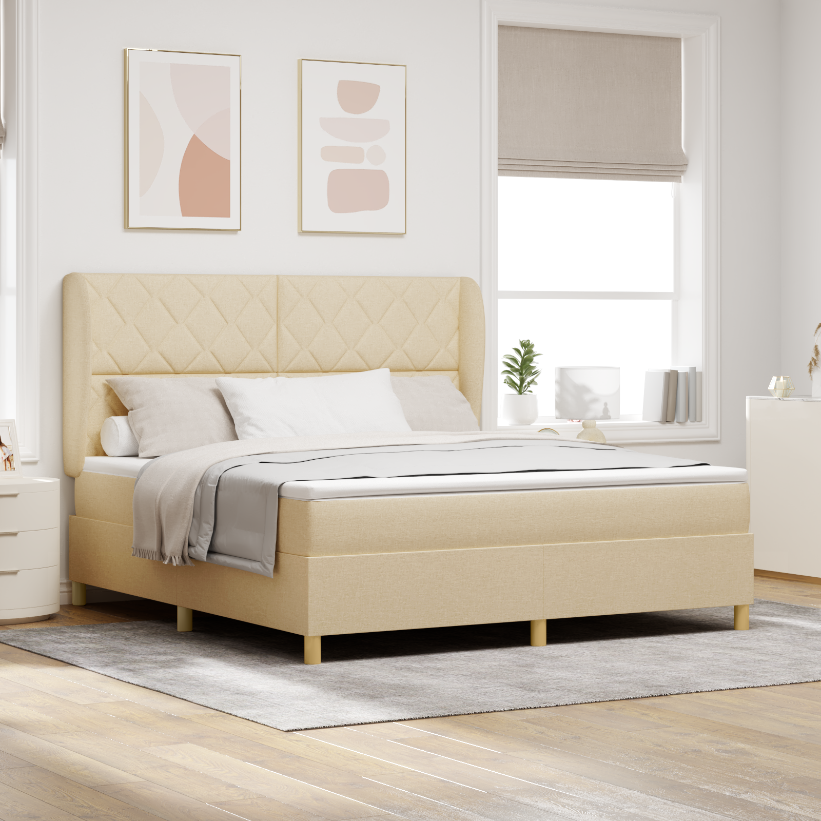 vidaXL Pat cu saltea cu arcuri Gri închis 90x190 cm Crem 180 x 200 cm vidaXL Pat cu saltea cu arcuri Gri închis 90x190 cm Crem 180 x 200 cm