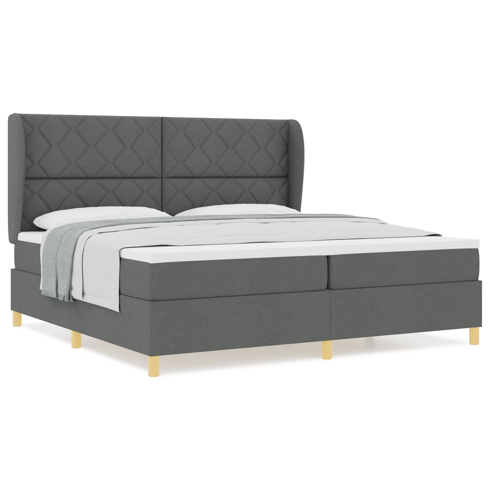 vidaXL Pat cu saltea cu arcuri Gri închis 90x190 cm Gri închis vidaXL Pat cu saltea cu arcuri Gri închis 90x190 cm Gri închis