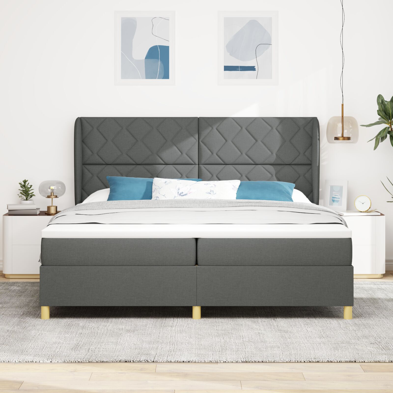 vidaXL Pat cu saltea cu arcuri Gri închis 90x190 cm Gri închis vidaXL Pat cu saltea cu arcuri Gri închis 90x190 cm Gri închis