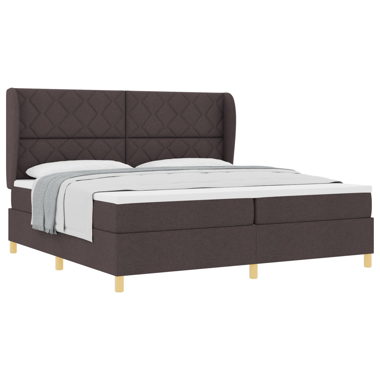 vidaXL Pat cu saltea cu arcuri Gri închis 90x190 cm Maro închis vidaXL Pat cu saltea cu arcuri Gri închis 90x190 cm Maro închis