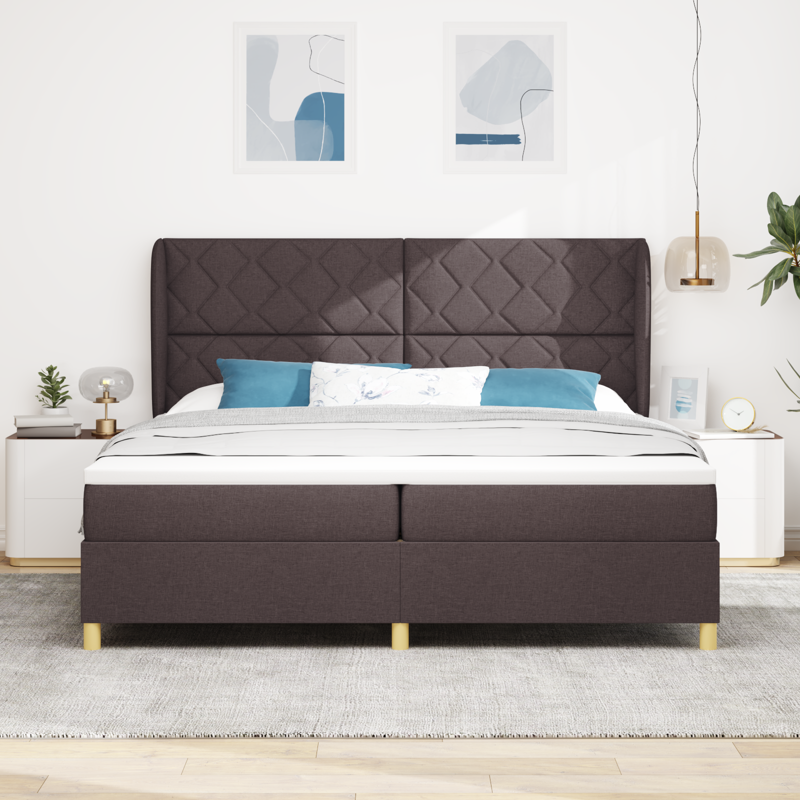 vidaXL Pat cu saltea cu arcuri Gri închis 90x190 cm Maro închis vidaXL Pat cu saltea cu arcuri Gri închis 90x190 cm Maro închis