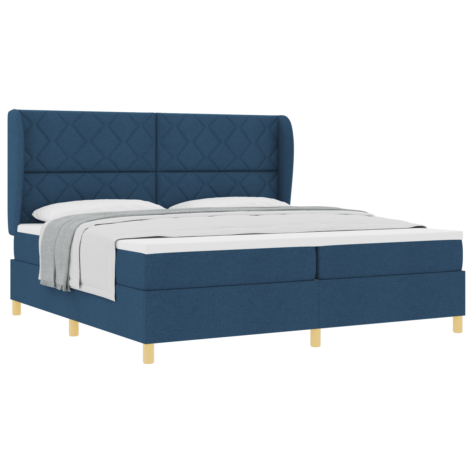 vidaXL Pat cu saltea cu arcuri Gri închis 90x190 cm cu saltea albastru vidaXL Pat cu saltea cu arcuri Gri închis 90x190 cm cu saltea albastru