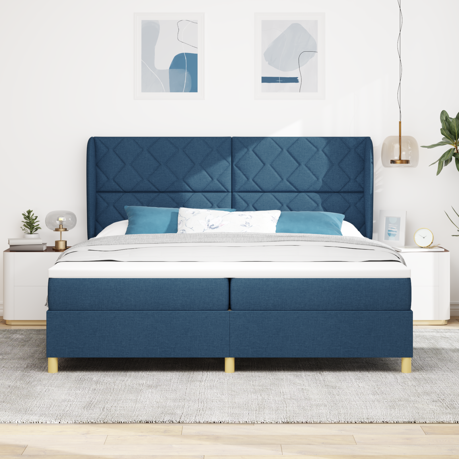 vidaXL Pat cu saltea cu arcuri Gri închis 90x190 cm cu saltea albastru vidaXL Pat cu saltea cu arcuri Gri închis 90x190 cm cu saltea albastru