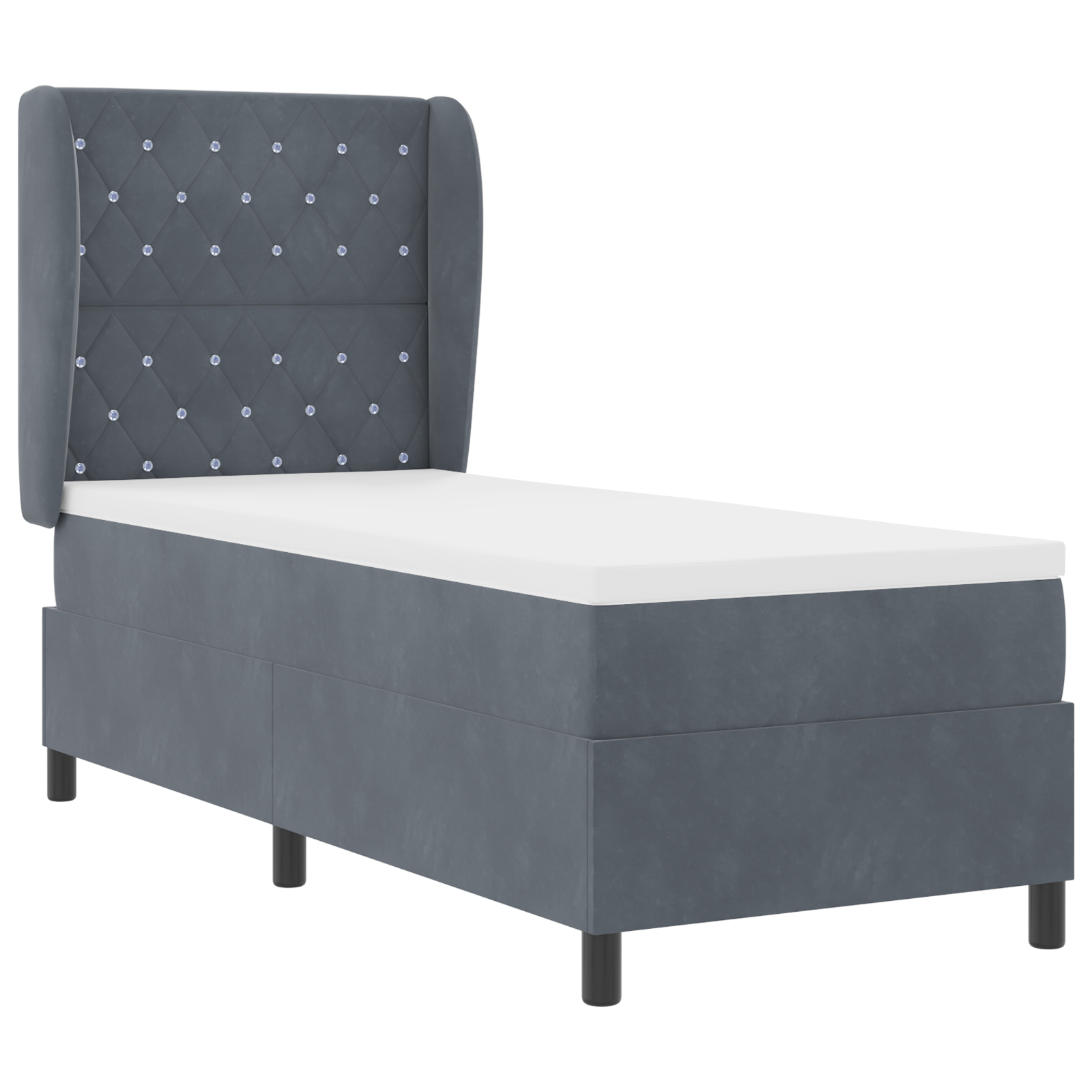 vidaXL Pat cu arcuri cu saltea Gri închis 80 x 200 cm Catifea vidaXL Pat cu arcuri cu saltea Gri închis 80 x 200 cm Catifea