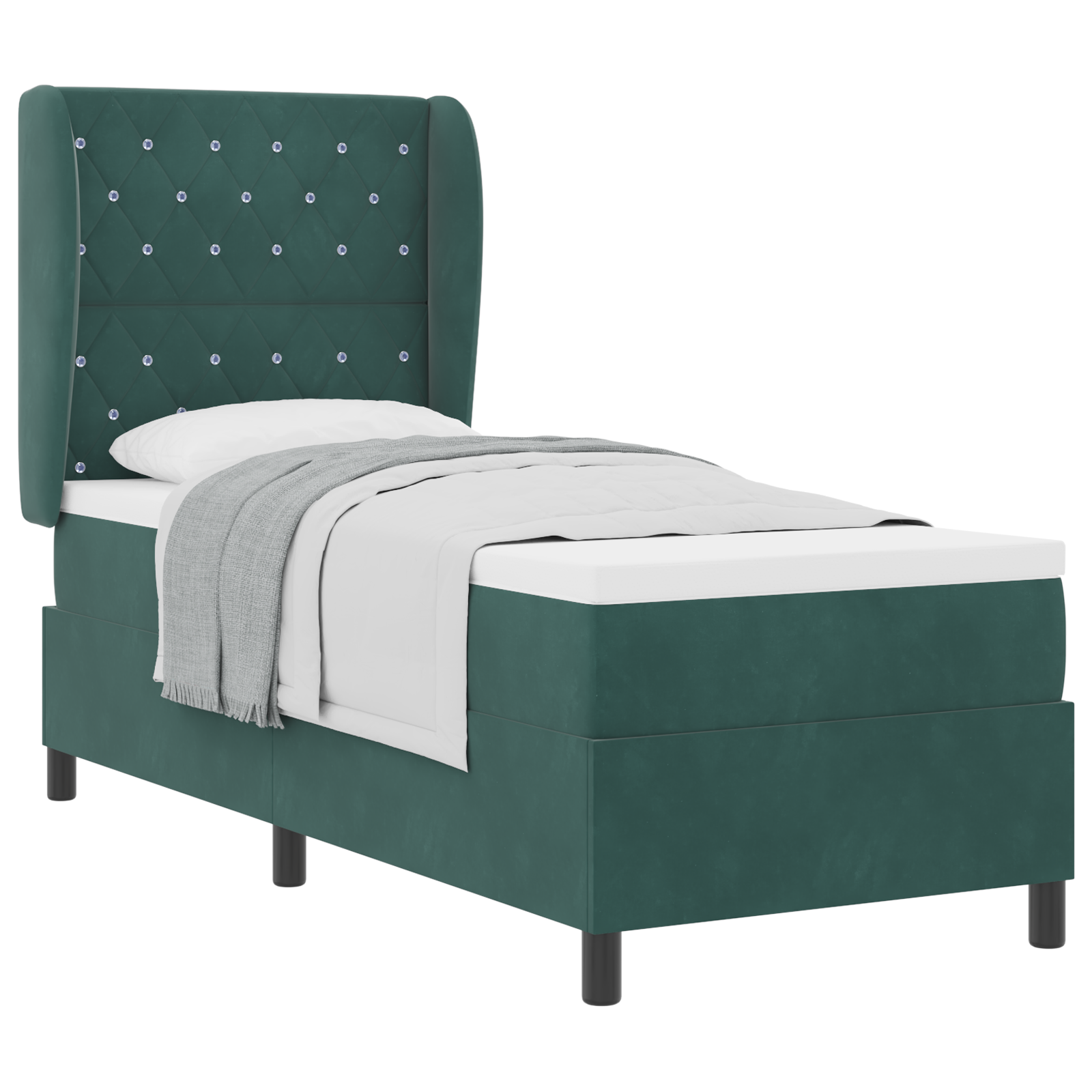vidaXL Pat cu arcuri cu saltea Verde închis 80 x 200 cm Catifea vidaXL Pat cu arcuri cu saltea Verde închis 80 x 200 cm Catifea