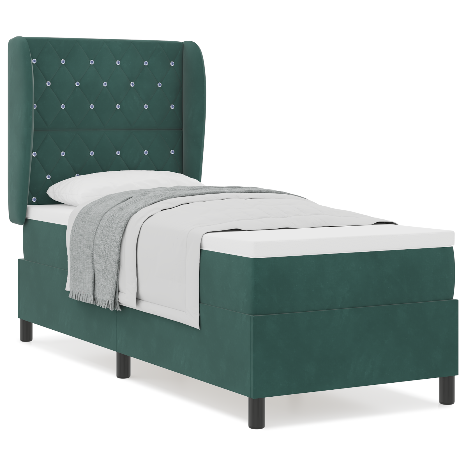 vidaXL Pat cu arcuri cu saltea Verde închis 80 x 200 cm Catifea vidaXL Pat cu arcuri cu saltea Verde închis 80 x 200 cm Catifea