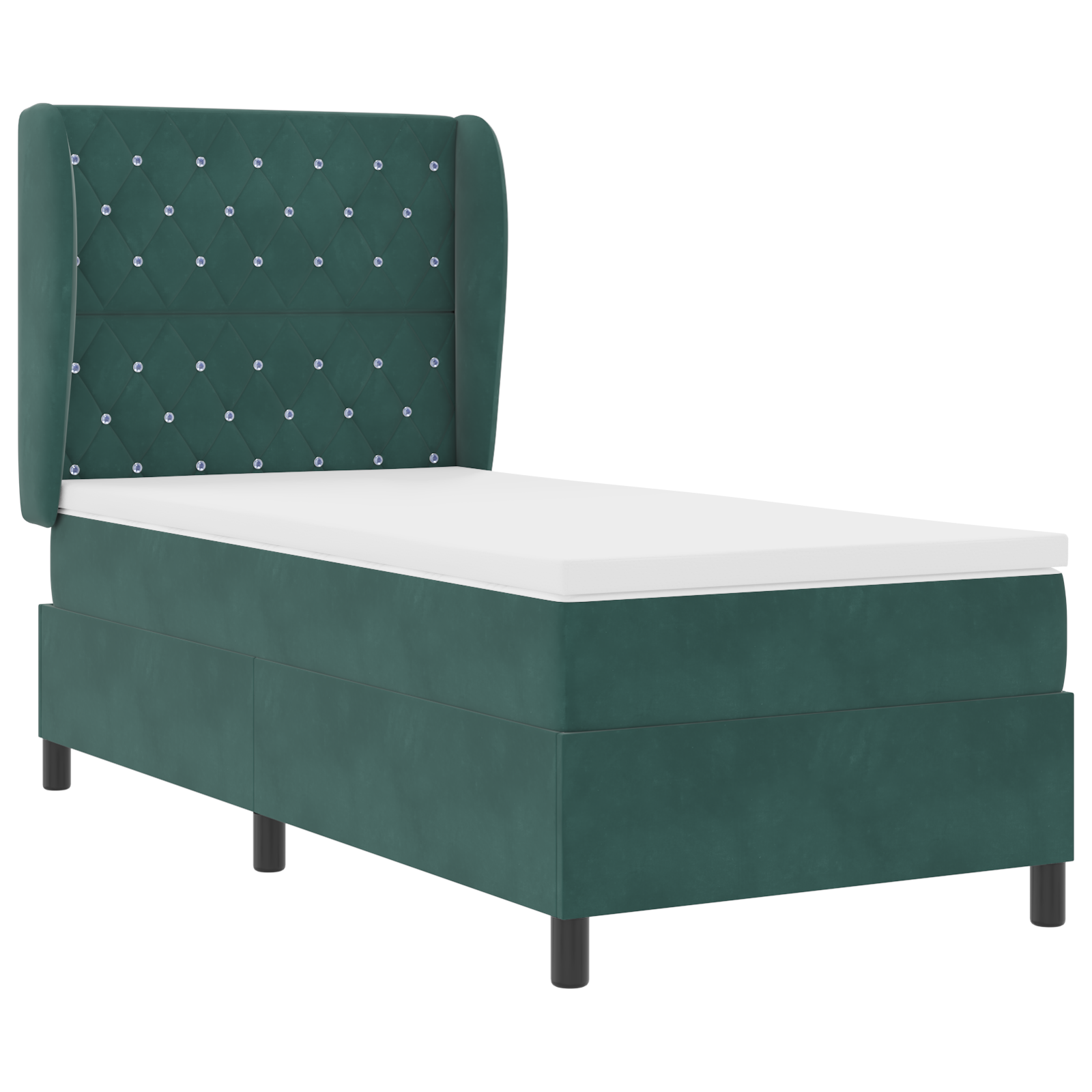 vidaXL Pat cu arcuri cu saltea Verde închis 90 x 200 cm Catifea vidaXL Pat cu arcuri cu saltea Verde închis 90 x 200 cm Catifea