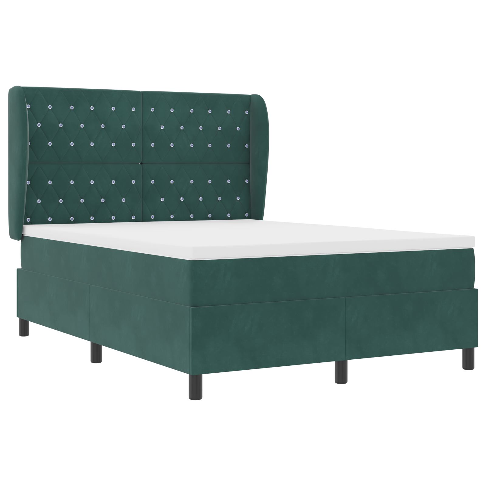 vidaXL Pat cu arcuri cu saltea Verde închis 140 x 190 cm Catifea vidaXL Pat cu arcuri cu saltea Verde închis 140 x 190 cm Catifea