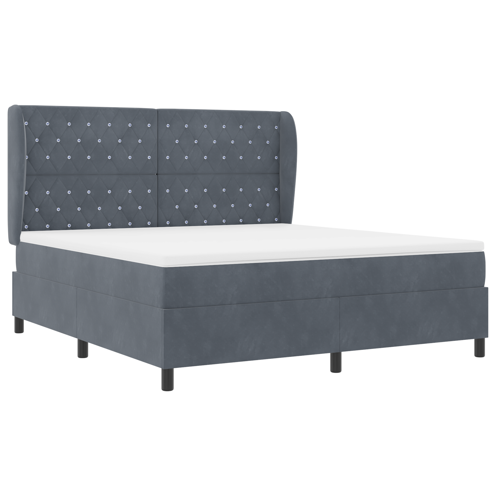 vidaXL Pat cu arcuri cu saltea Gri închis 180 x 200 cm Catifea vidaXL Pat cu arcuri cu saltea Gri închis 180 x 200 cm Catifea