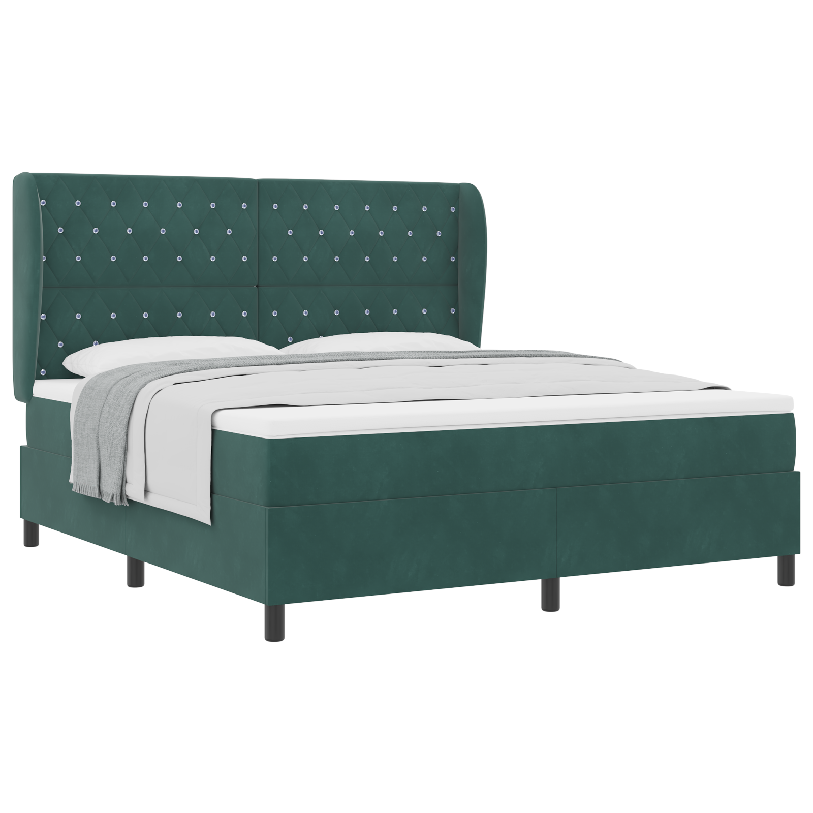 vidaXL Pat cu arcuri cu saltea Verde închis 180 x 200 cm Catifea vidaXL Pat cu arcuri cu saltea Verde închis 180 x 200 cm Catifea