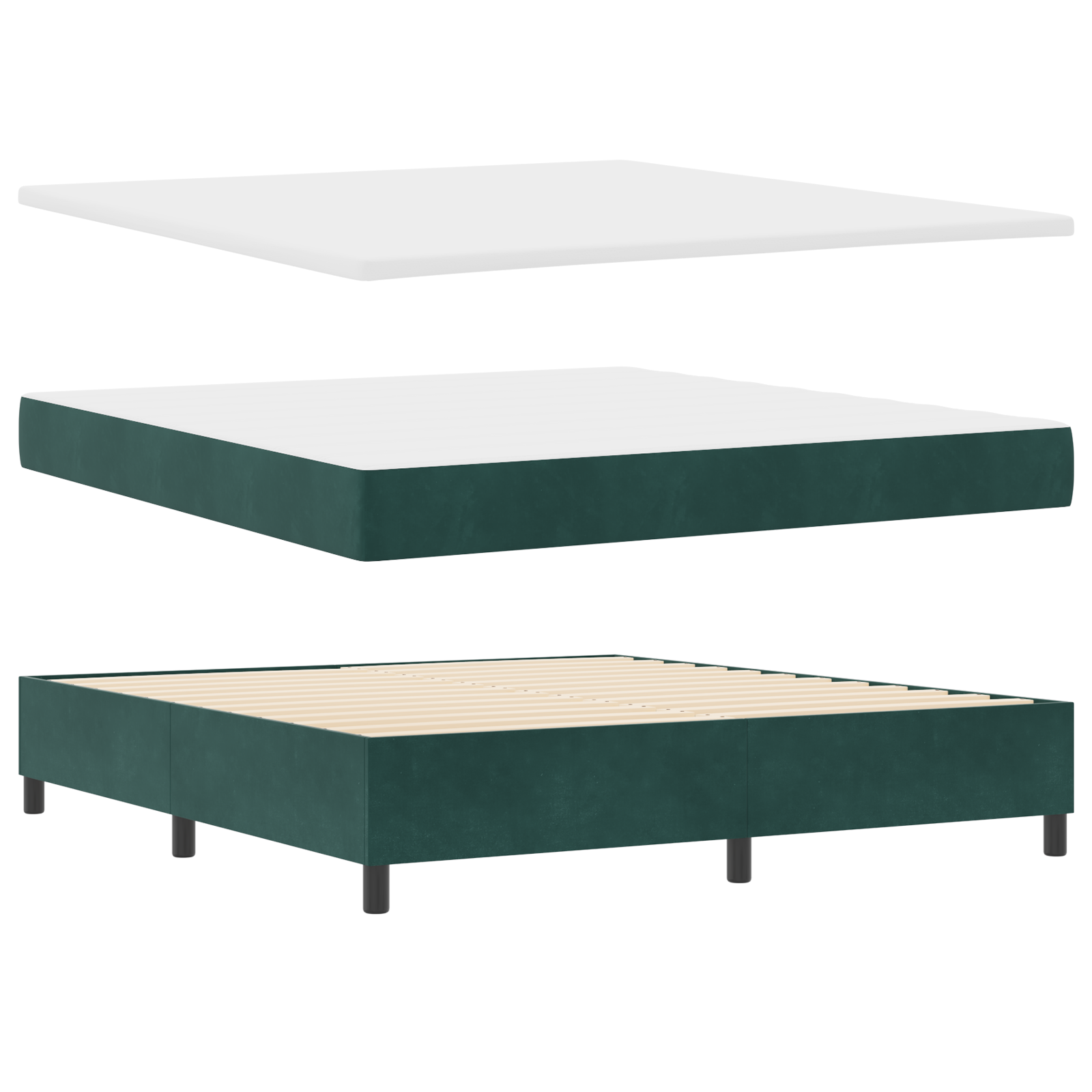 vidaXL Pat cu arcuri cu saltea Verde închis 180 x 200 cm Catifea vidaXL Pat cu arcuri cu saltea Verde închis 180 x 200 cm Catifea