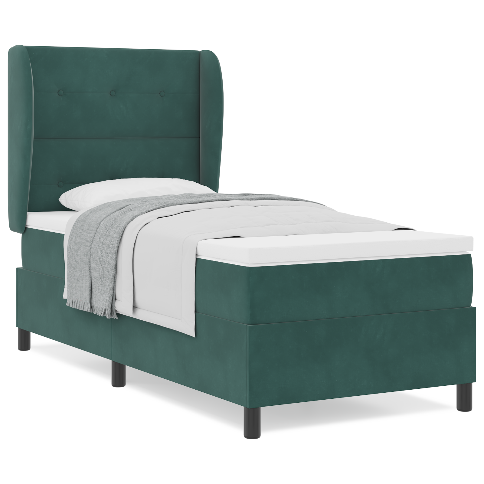vidaXL Pat cu arcuri cu saltea Verde închis 90 x 200 cm Catifea vidaXL Pat cu arcuri cu saltea Verde închis 90 x 200 cm Catifea