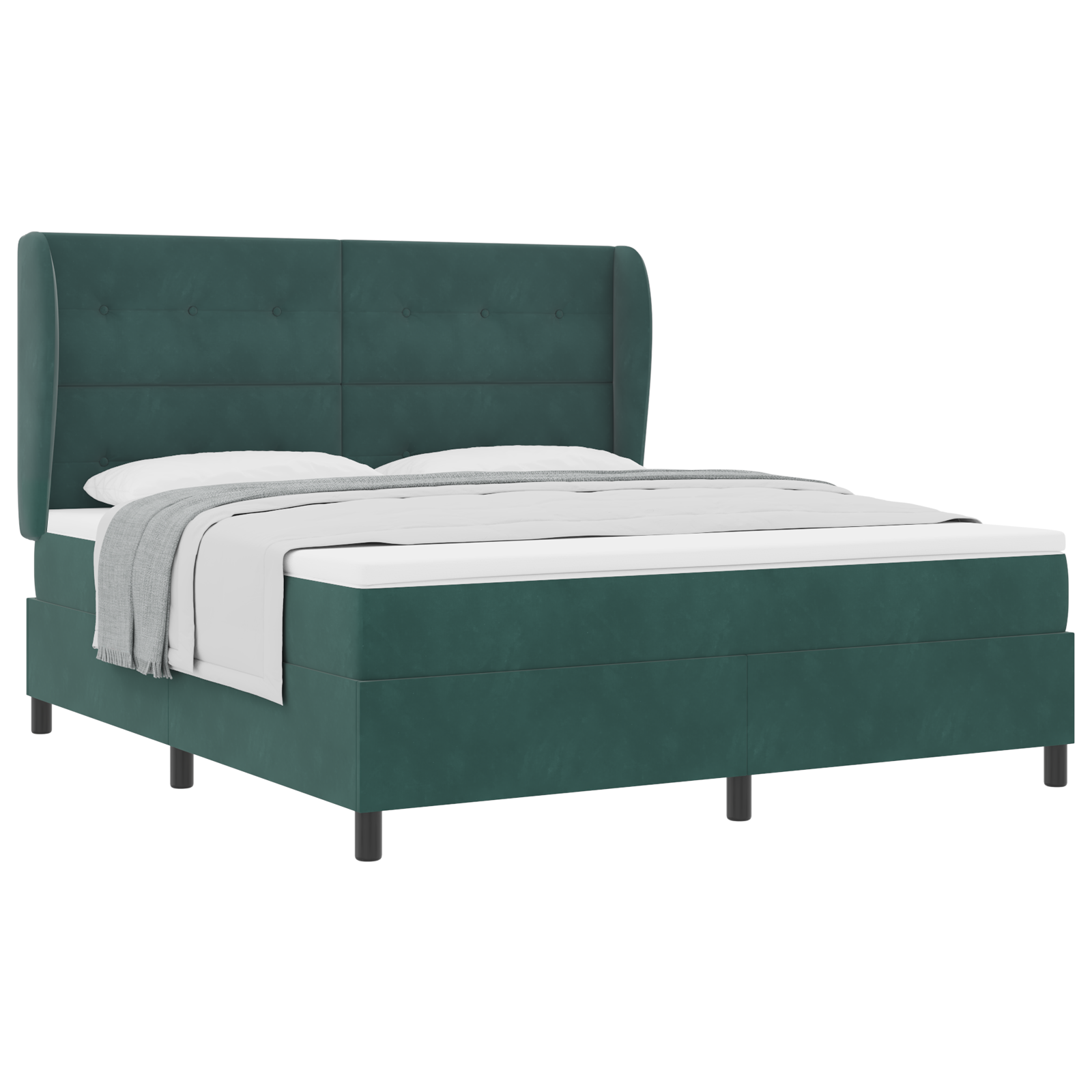 vidaXL Pat cu arcuri cu saltea Verde închis 180 x 200 cm Catifea