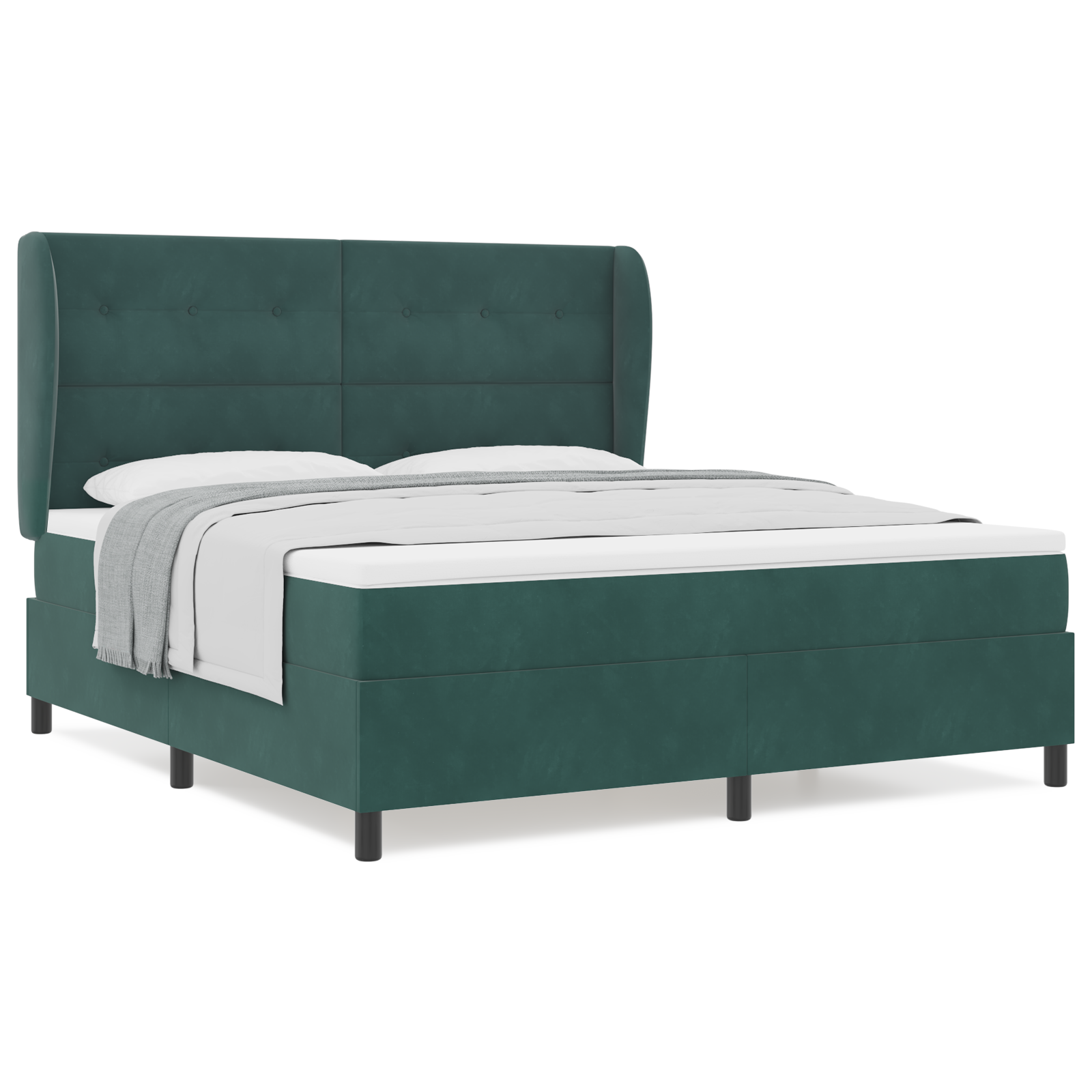 vidaXL Pat cu arcuri cu saltea Verde închis 180 x 200 cm Catifea