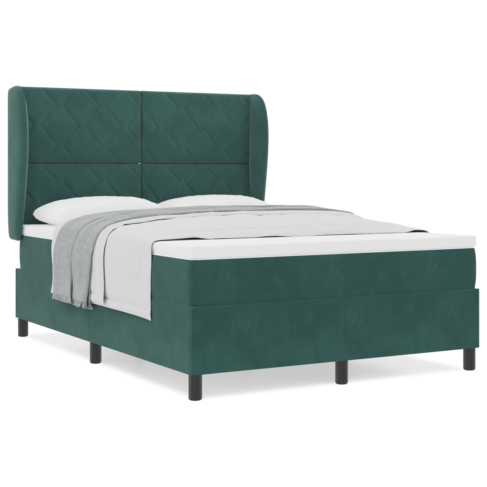 vidaXL Pat cu arcuri cu saltea Verde închis 140 x 190 cm Catifea vidaXL Pat cu arcuri cu saltea Verde închis 140 x 190 cm Catifea