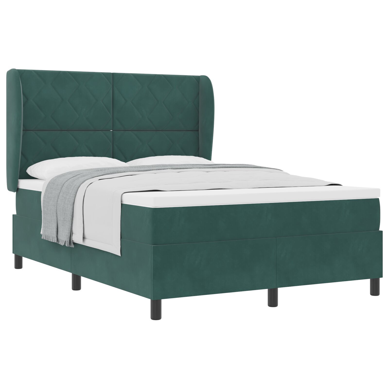 vidaXL Pat cu arcuri cu saltea Verde închis 140 x 200 cm Catifea vidaXL Pat cu arcuri cu saltea Verde închis 140 x 200 cm Catifea