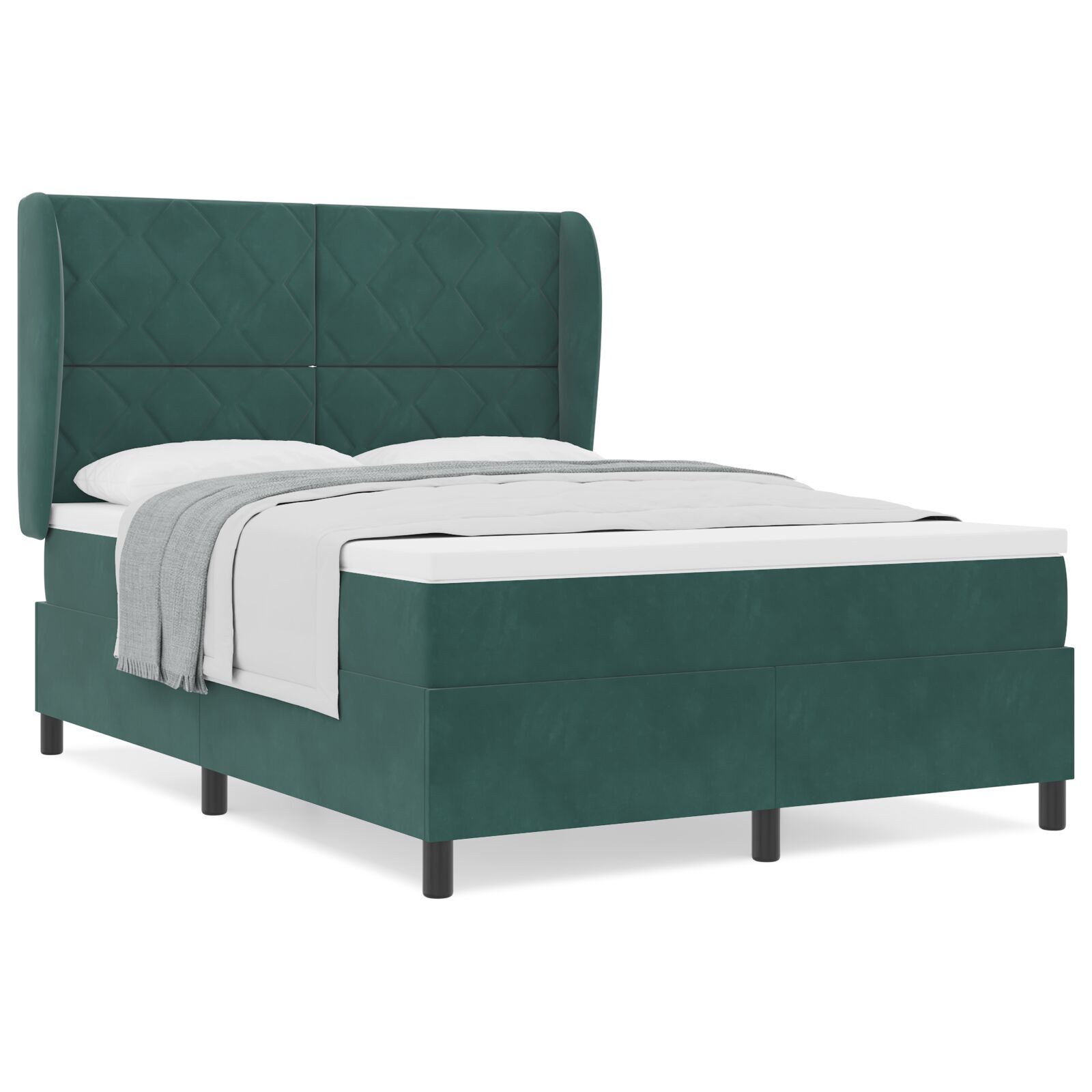 vidaXL Pat cu arcuri cu saltea Verde închis 140 x 200 cm Catifea vidaXL Pat cu arcuri cu saltea Verde închis 140 x 200 cm Catifea