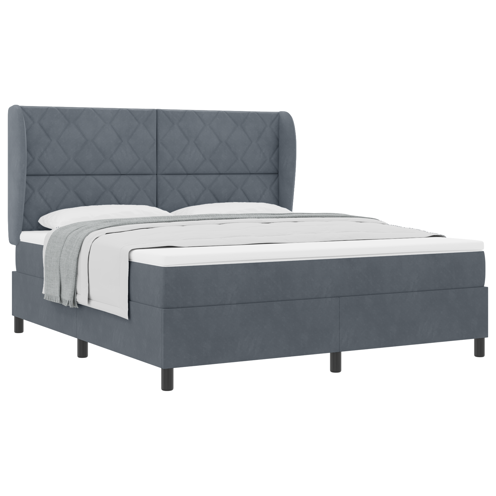 vidaXL Pat cu arcuri cu saltea Gri închis 180 x 200 cm Catifea vidaXL Pat cu arcuri cu saltea Gri închis 180 x 200 cm Catifea