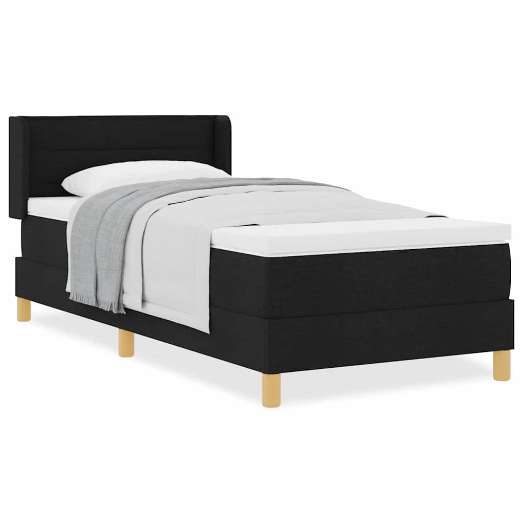 vidaXL Pat cu arcuri cu saltea Negru și Alb 90 x 190 cm țesătură