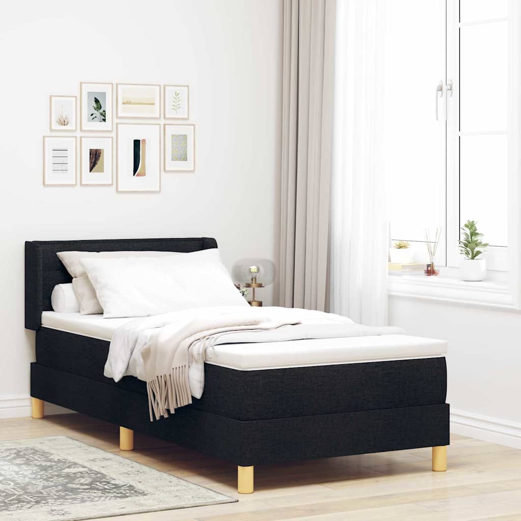 vidaXL Pat cu arcuri cu saltea Negru și Alb 90 x 190 cm țesătură