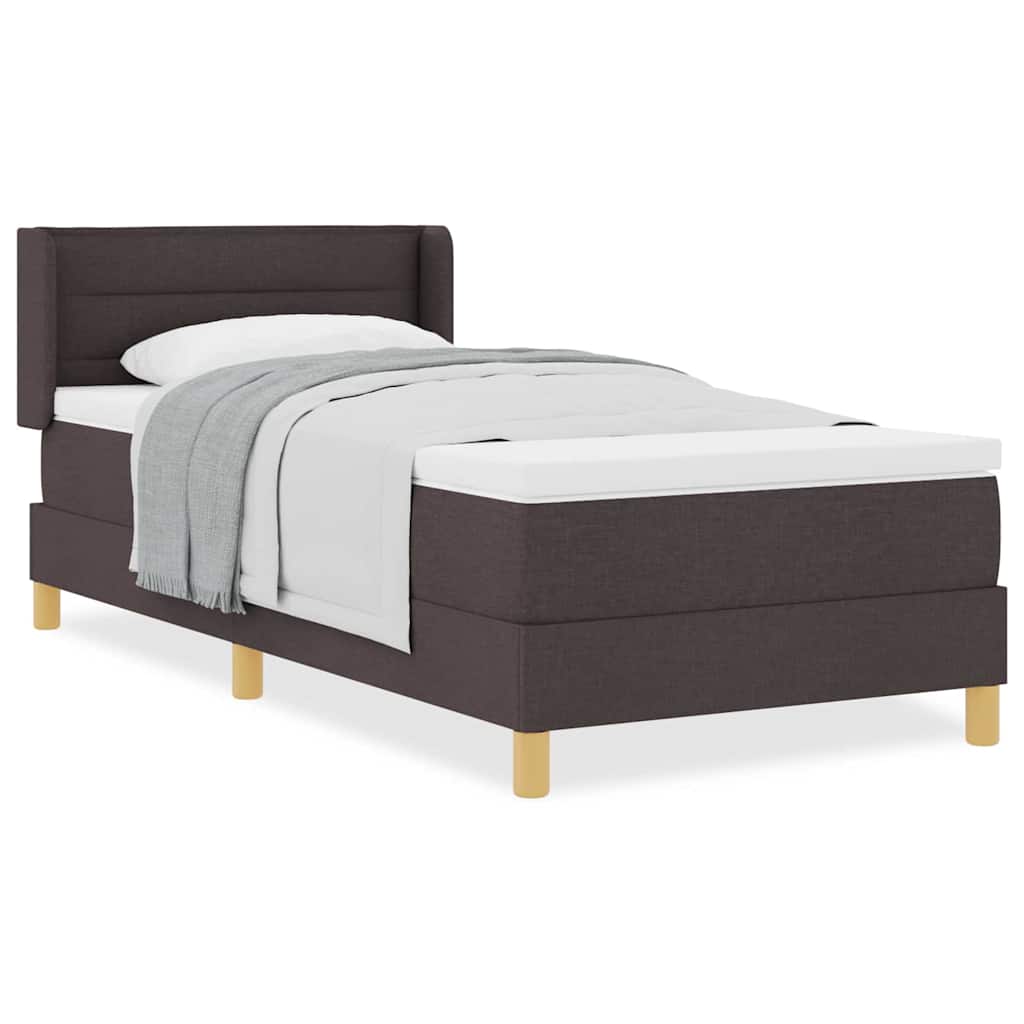vidaXL Pat cu arcuri Maro închis și Alb 100 x 200 cm țesătură vidaXL Pat cu arcuri Maro închis și Alb 100 x 200 cm țesătură
